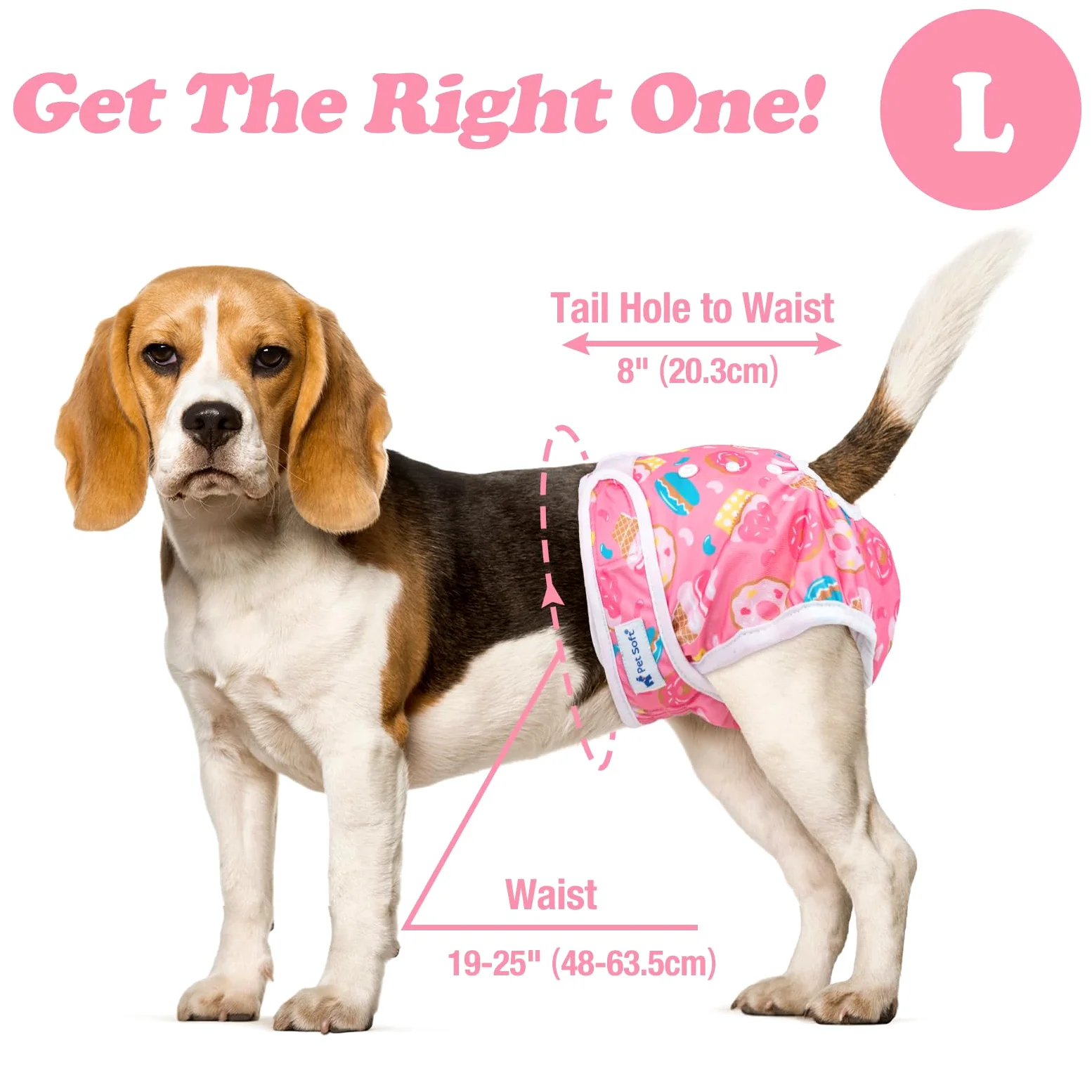Pet Soft Pannolini per Cani Femmina, Confezione da 3 Pantaloni Riutilizzabili per Cani, Regolabili, per Cani Femmina, per Incontinenza da Calore Stagionale (Cibo, L)