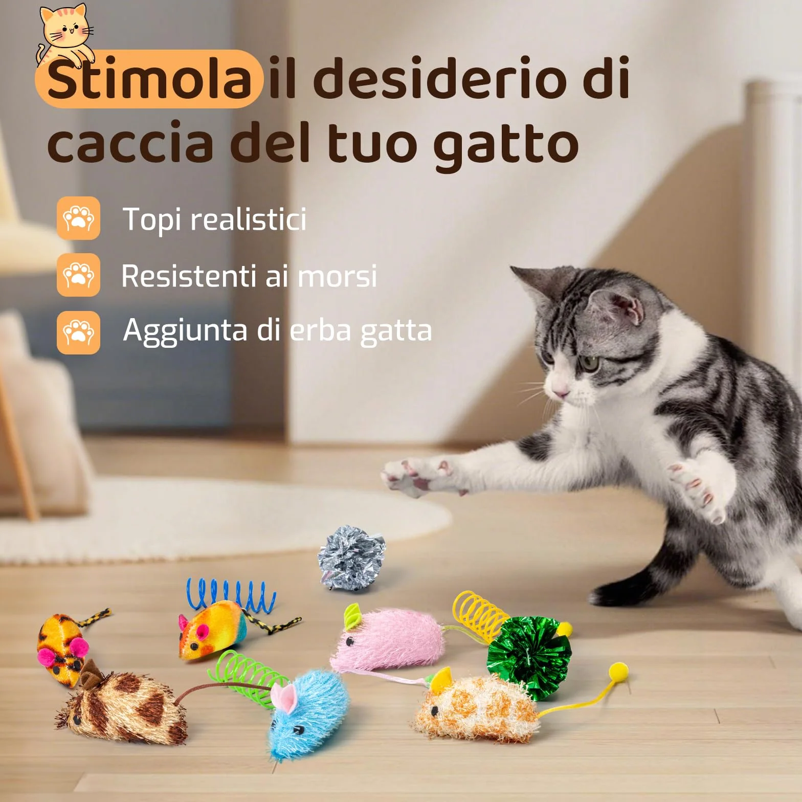 Giochi per gatti,Giocattoli Erba Gatta per Gatti,Sicuri e Divertenti,Forme Multiple
