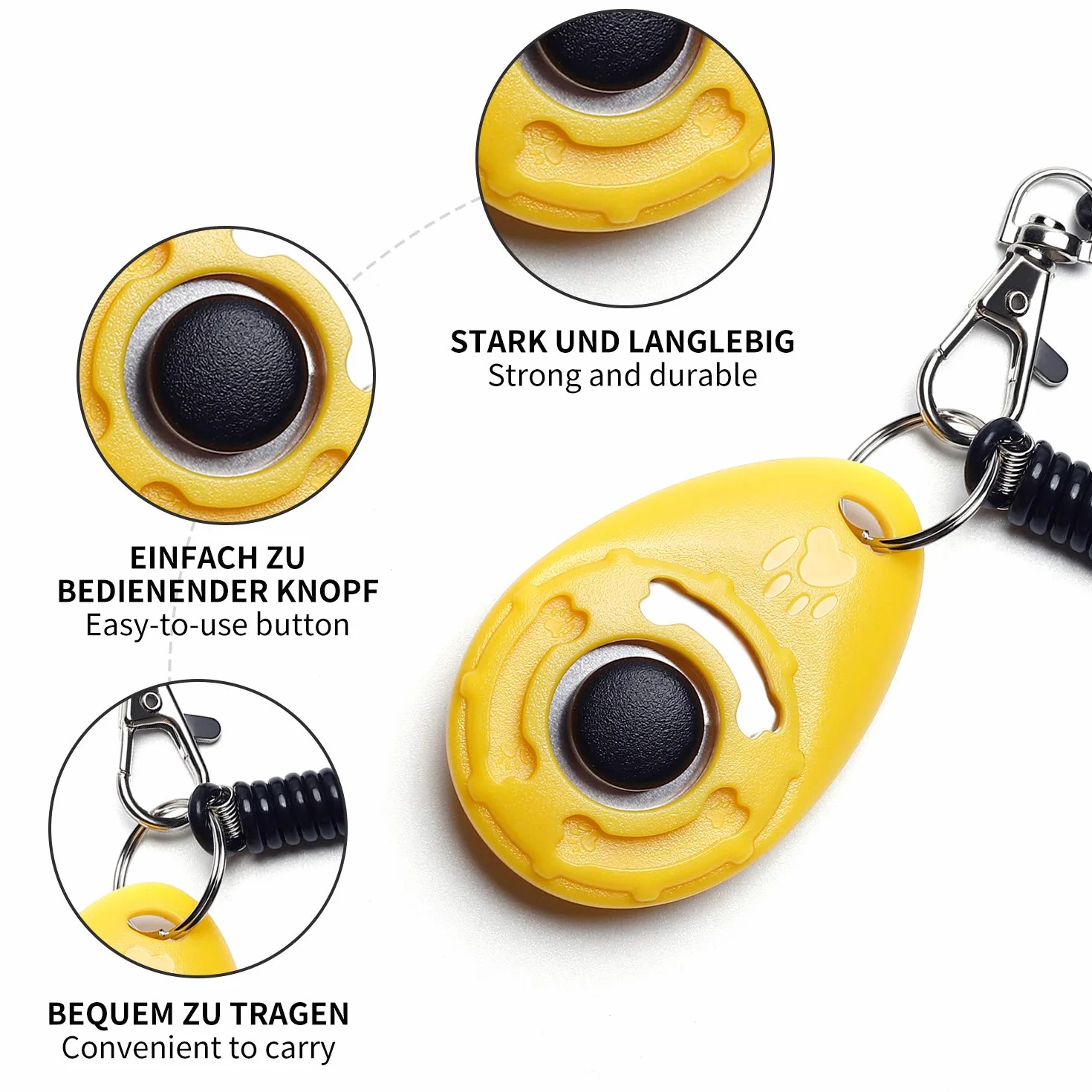 Toozey Clicker per Cani 5 Pezzi, con Cinturino da Polso, clicker con Grande Bottone, in 5 Colori, e-Book Bonus