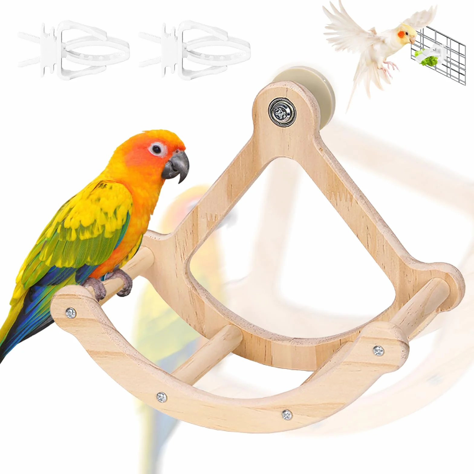 Posatoi per Uccelli, Parco Giochi per Pappagalli, Posatoi in Legno, Giocattoli dell'altalena per uccelli, gabbia per uccelli appesa alla struttura di gioco, stile unico della nave pirata