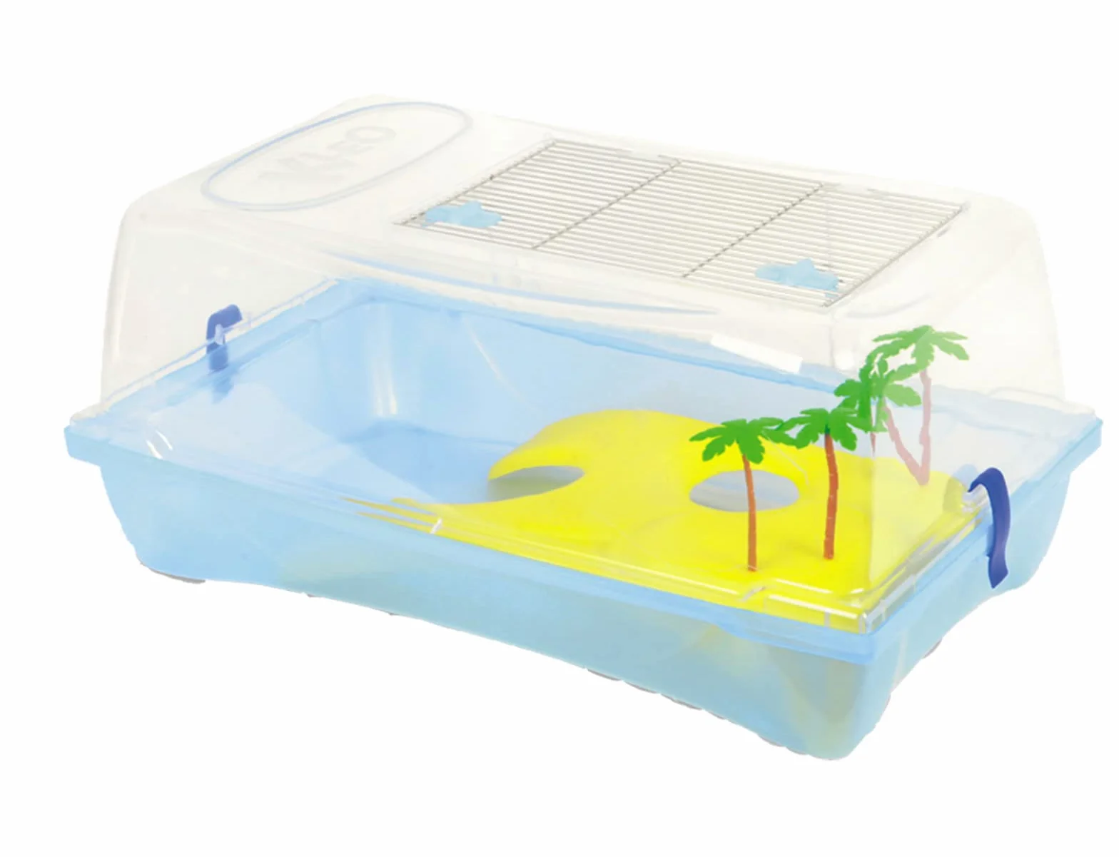 ARQUIVET Tortuguera Kleo - Acquaterrario con isola e palme per tartarughe - Tartaruga in plastica - Tortuguero per casa e giardino - Tartarughe adulte e piccole - 57 x 33 x 25 cm