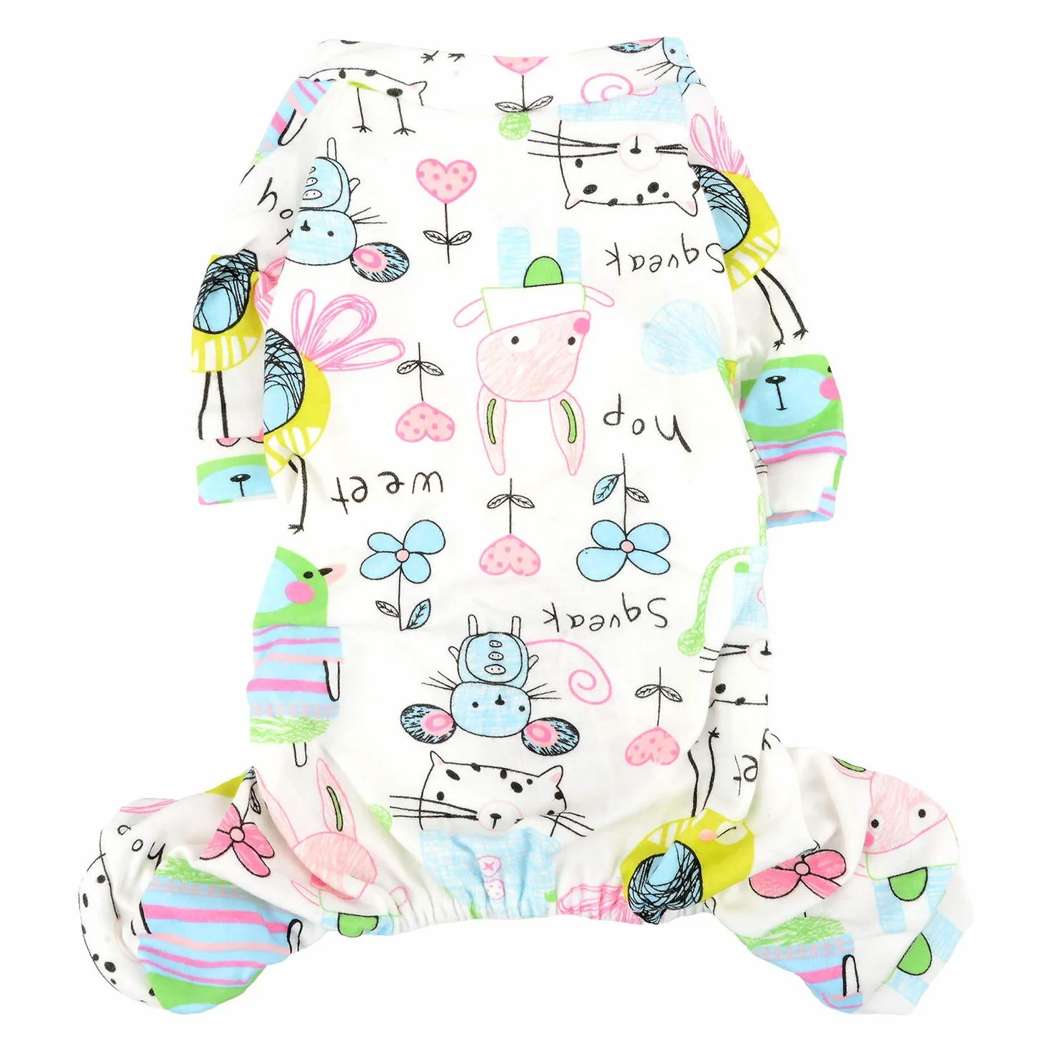 Zunea - Tuta per cani di piccola taglia, in cotone, motivo papere, copre le quattro zampe, unisex, per cani, gatti altri piccoli animali domestici