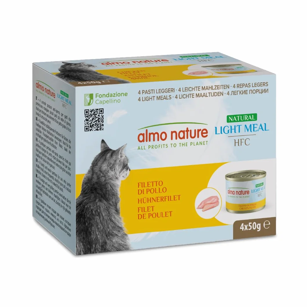 Almo Nature Made in Italy per Gatto Mega Pack HFC Natural Light Meal Filetto di Pollo 4 x 50 g