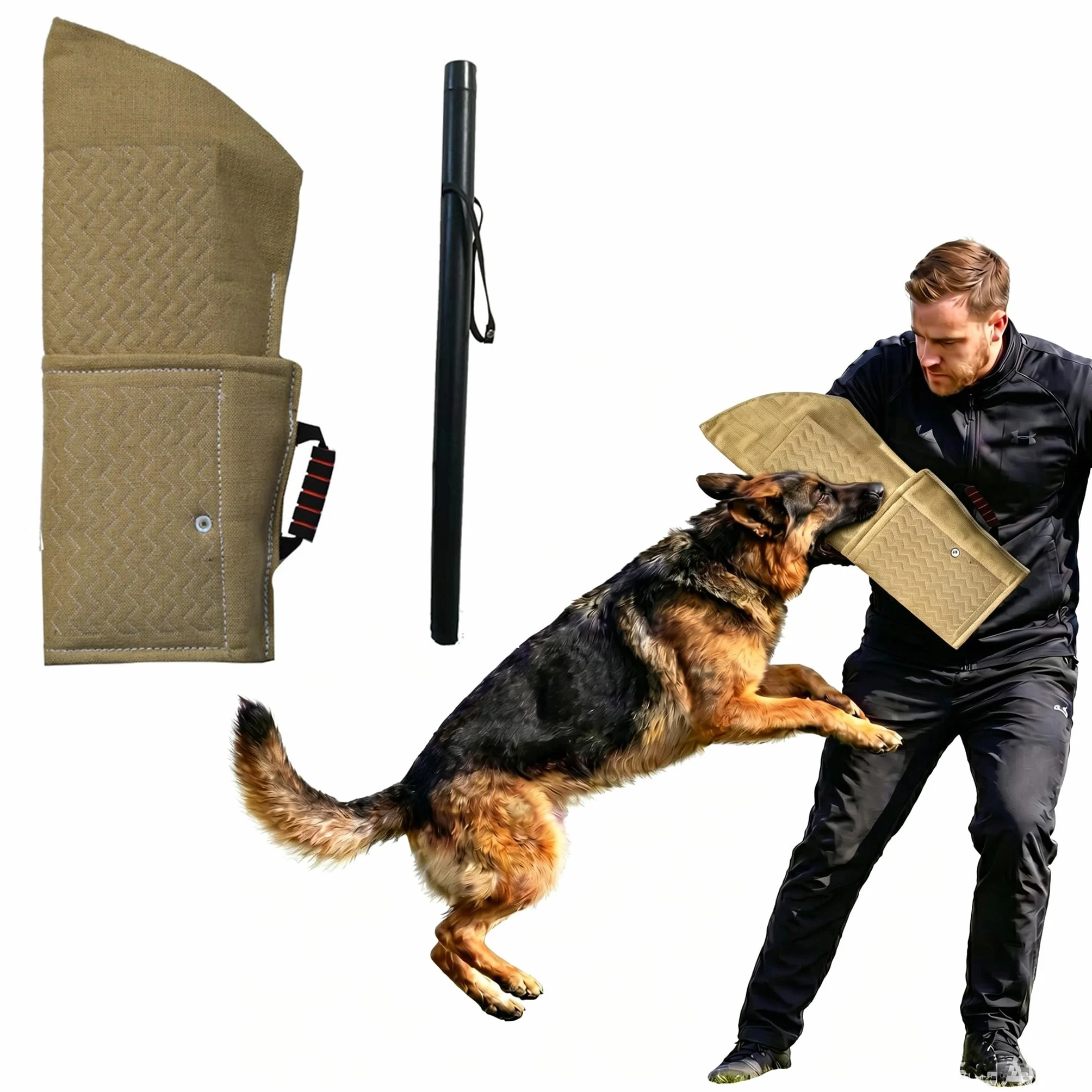 Big Dog Bite Sleeve Agility Attrezzature Dog Training Arm Protection PU Leather Stick Kit Set