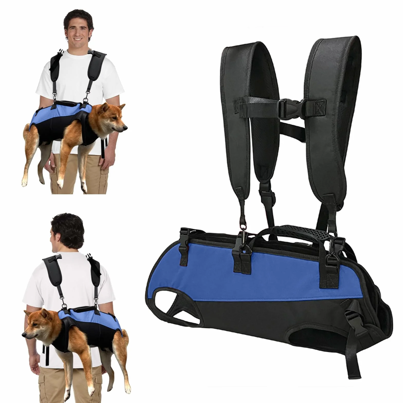 PETCUTE Zaino per Cani Regolabile Imbracatura con Maniglia per Cani 7.5-15 kg