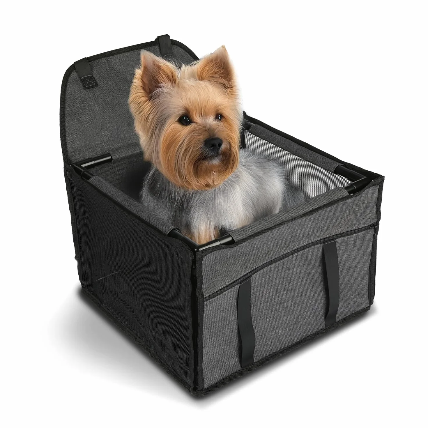 Wintem Trasportino Cane Auto per Piccola Taglia (fino a 5 Kg) - Seggiolino Auto Cane 28x39x39 cm con Guinzaglio di Sicurezza Interno - Tessuto Oxford Impermeabile e Traspirante - Facile da Installare