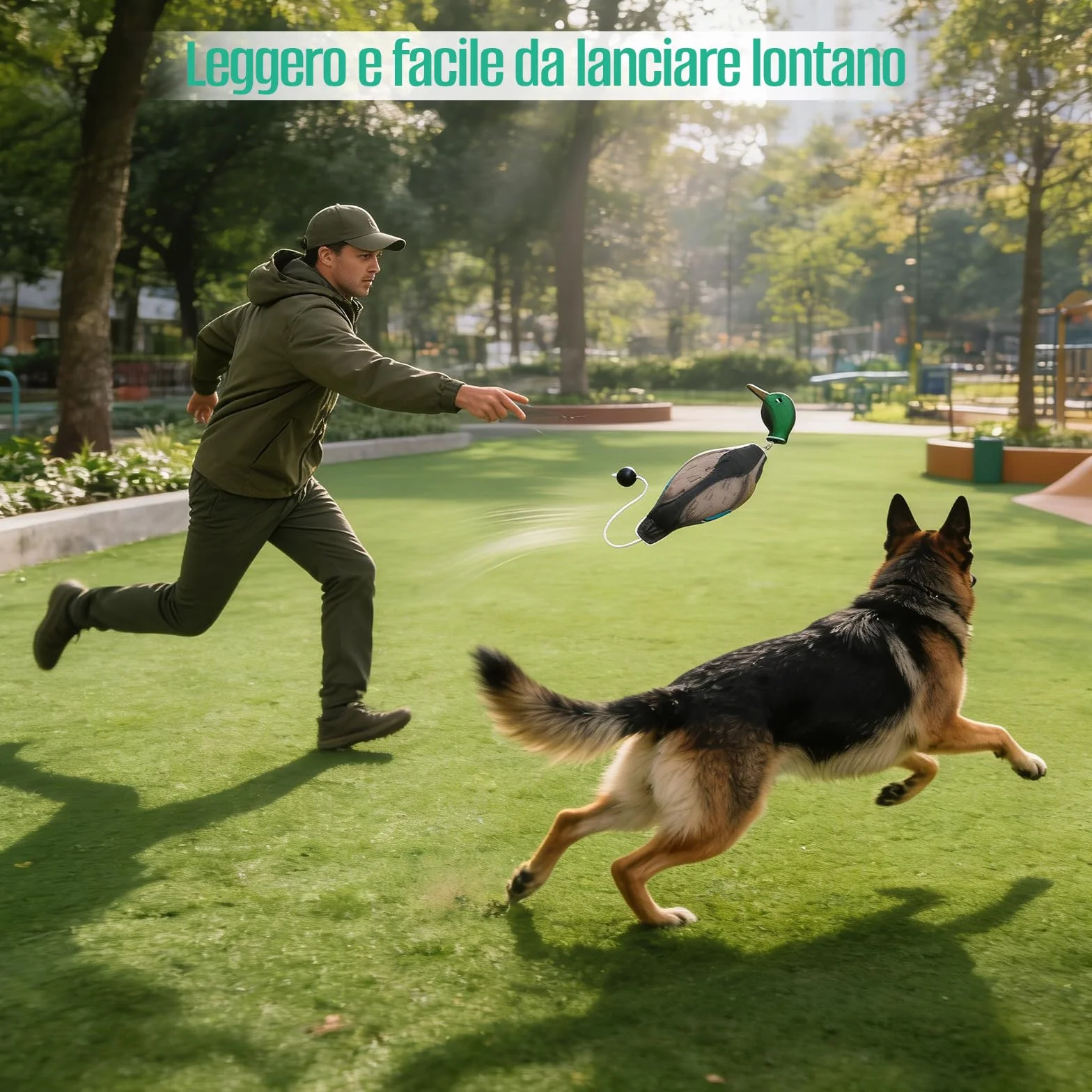 Dummy per Addestramento Cani, Dummy da Riporto Anatra con Codolo da Lancio, Dummy Impermeabile per Addestramento Cani, Anatra in Eva, Finto Cercitore per Cuccioli oi da Caccia Adulti