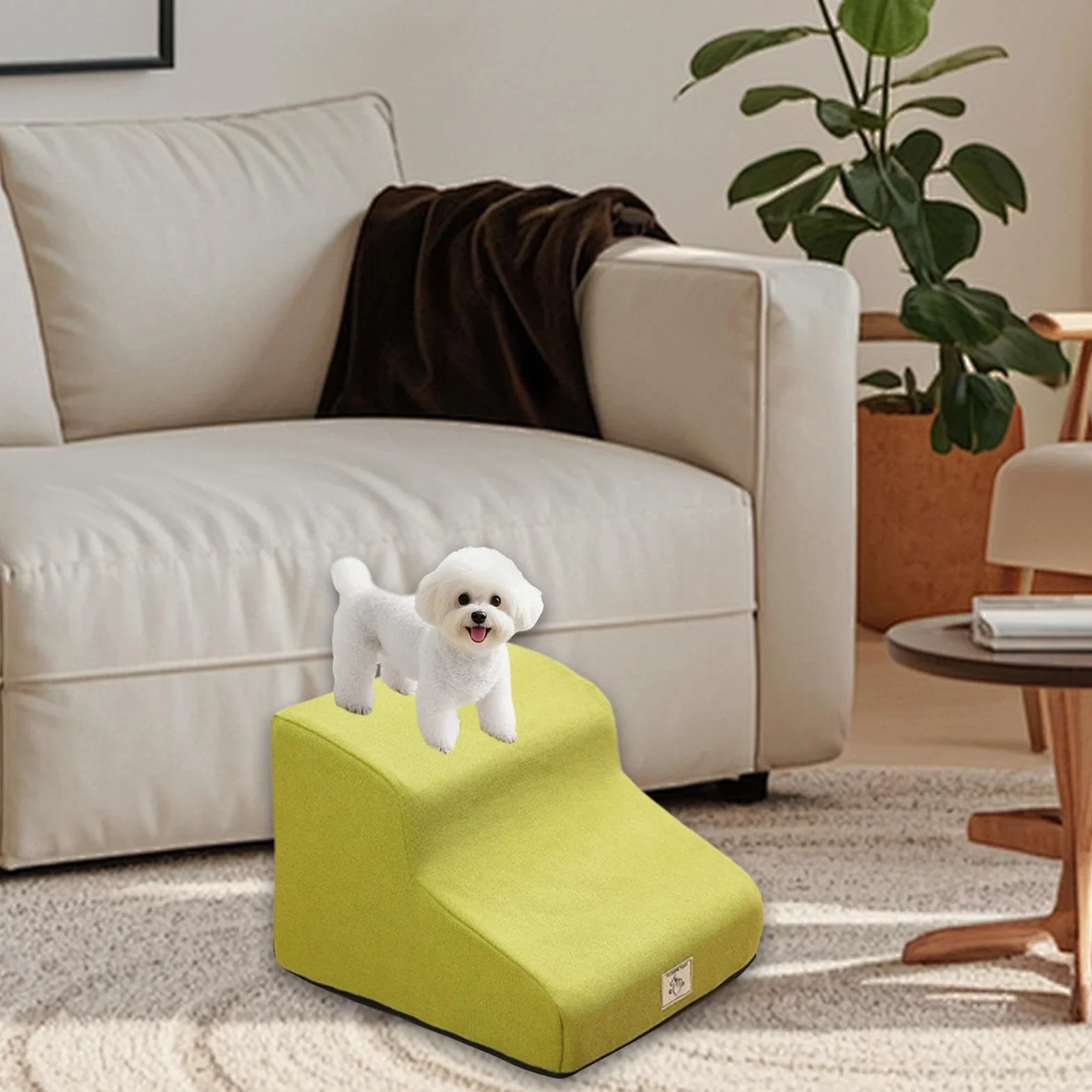 Baoblaze Scala per cani a 2 gradini, rampa per animali domestici, fodera rimovibile e lavabile, scale per animali domestici per divano, auto, casa, Giallo