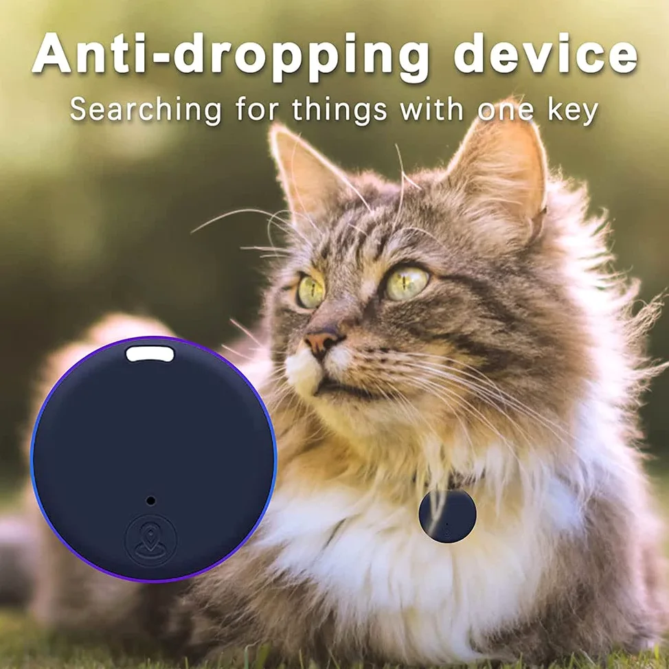 Localizzatore GPS portatile Bluetooth 5.0 con anello a strappo, dispositivo anti-perdita intelligente, dispositivo impermeabile, localizzatore di animali domestici per cani, gatti, portafogli,Blu