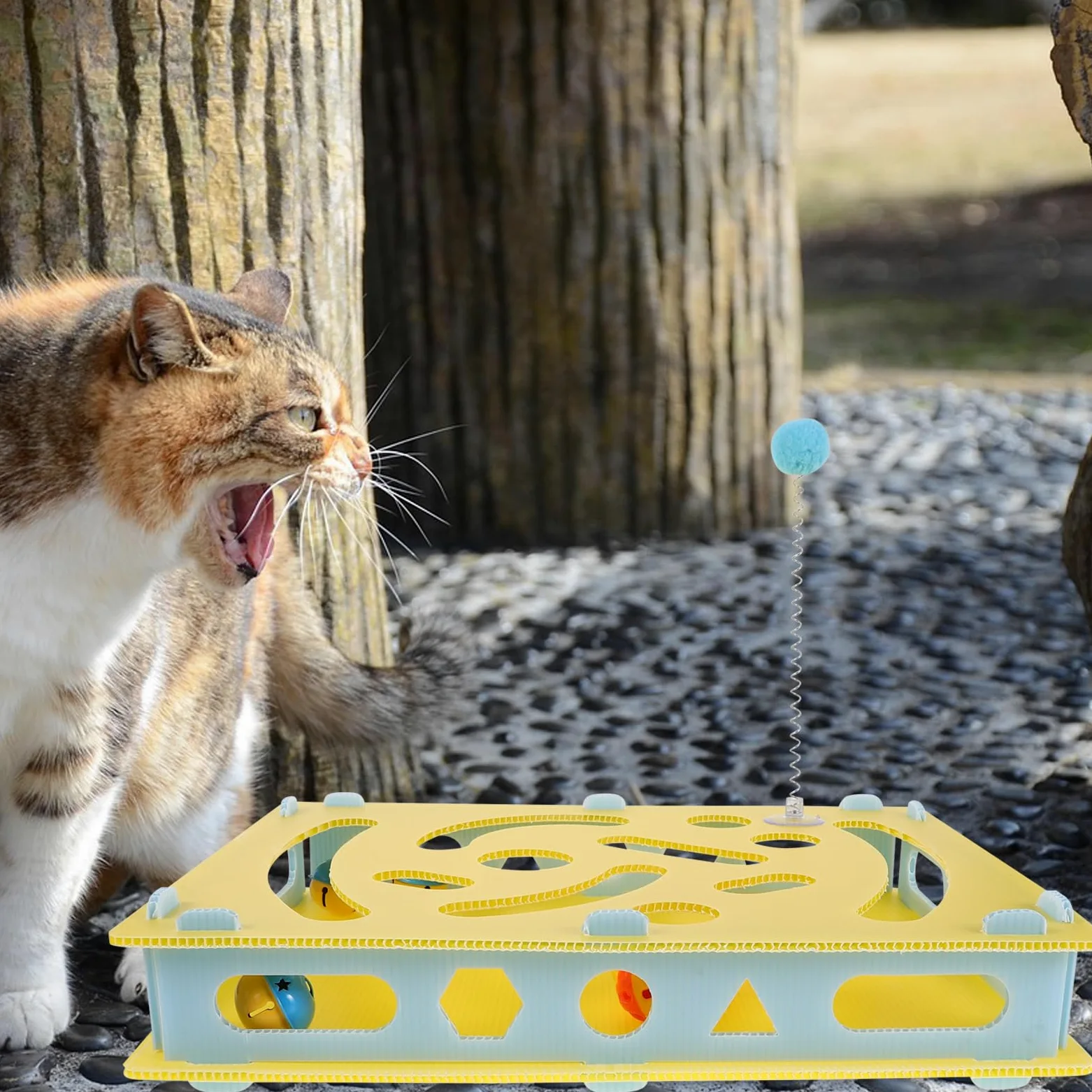 BESTonZON Gioco Interattivo per Gatti Labirinto Distributore di Cibo e Dolcetti Puzzle Giocattoli di Arricchimento per Alimentazione Lenta Supporto per attività Fisiche e Stimolazione Mental