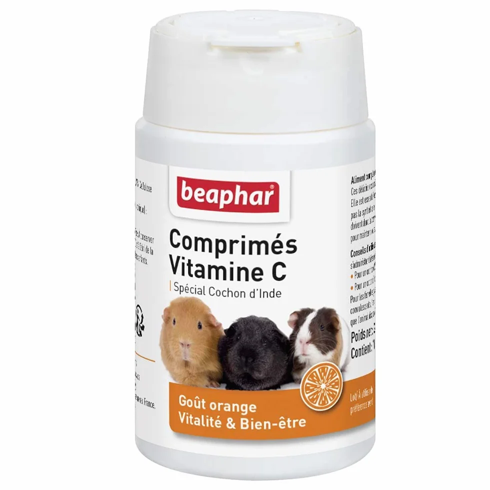 Beaphar - Compresse di vitamina C per porcellini d'India - Gusto Arancione - Dona vitalità e Benessere - Risponde alle Esigenze dei porcellini d'India in vitamina C - buona Salute - 100 Pezzi