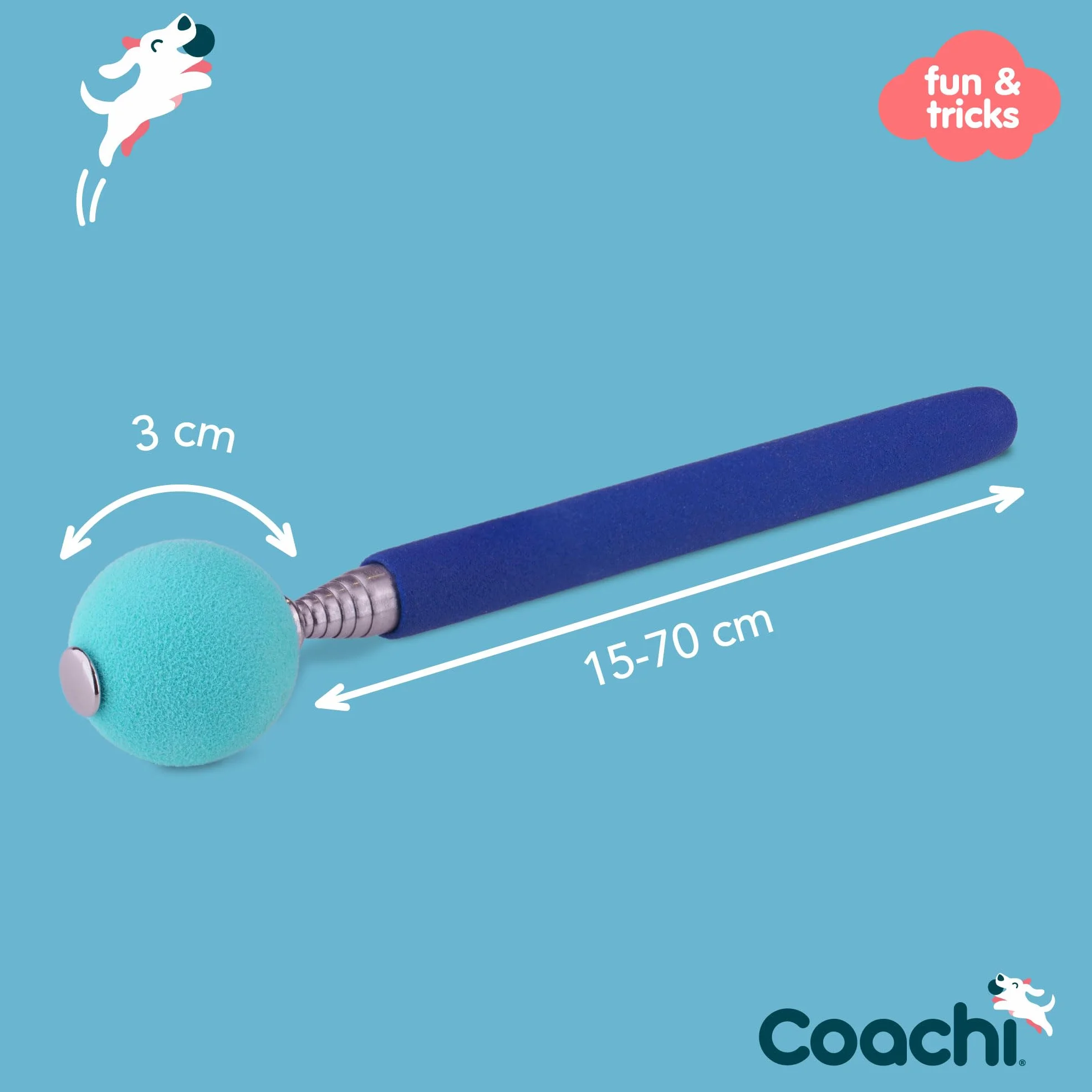Coachi Target Stick, disegno telescopico con pallina-obiettivo, accessorio per l’addestramento con clicker o di agilità, per insegnare comandi e giochi, adatto a cani e cuccioli.