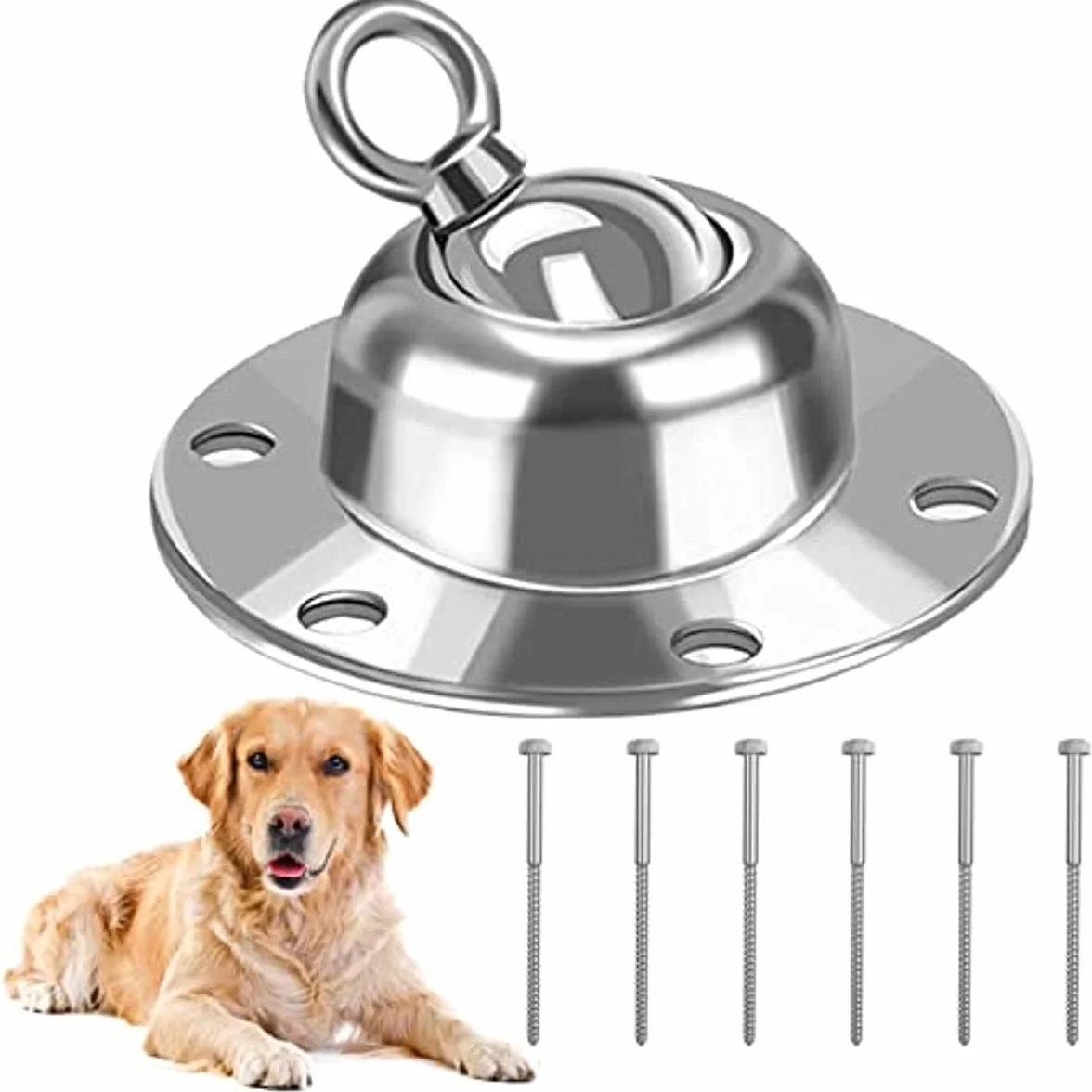 Gancio per cani girevole a 360°, resistente, resistente alla ruggine, per cani da 680,4 kg di forza di trazione, per cortile e campeggio all'aperto