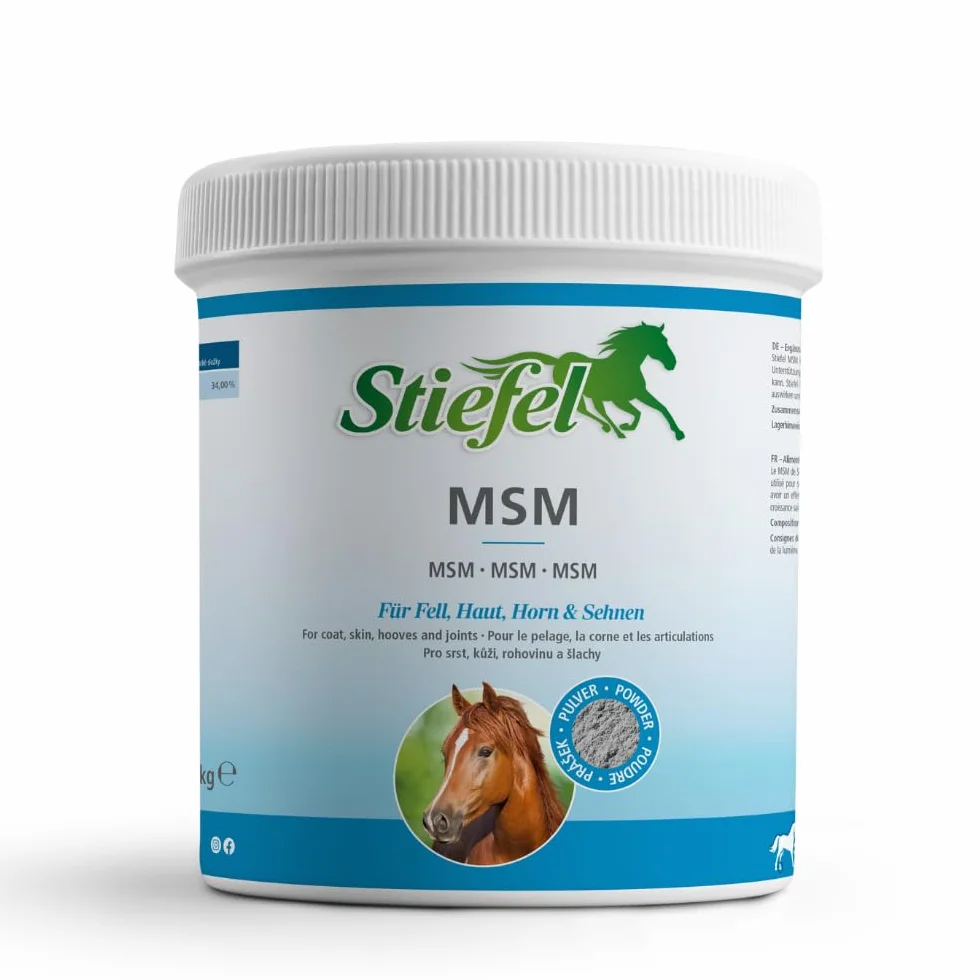 Stiefel MSM per cavalli, MSM naturale al 100%, in caso di problemi articolari, artrosi, effetto positivo sulla pelle, pelliccia, zoccolo, crescita di zoccoli, cavoli, metilsulfonilmetano ha un effetto analgesico