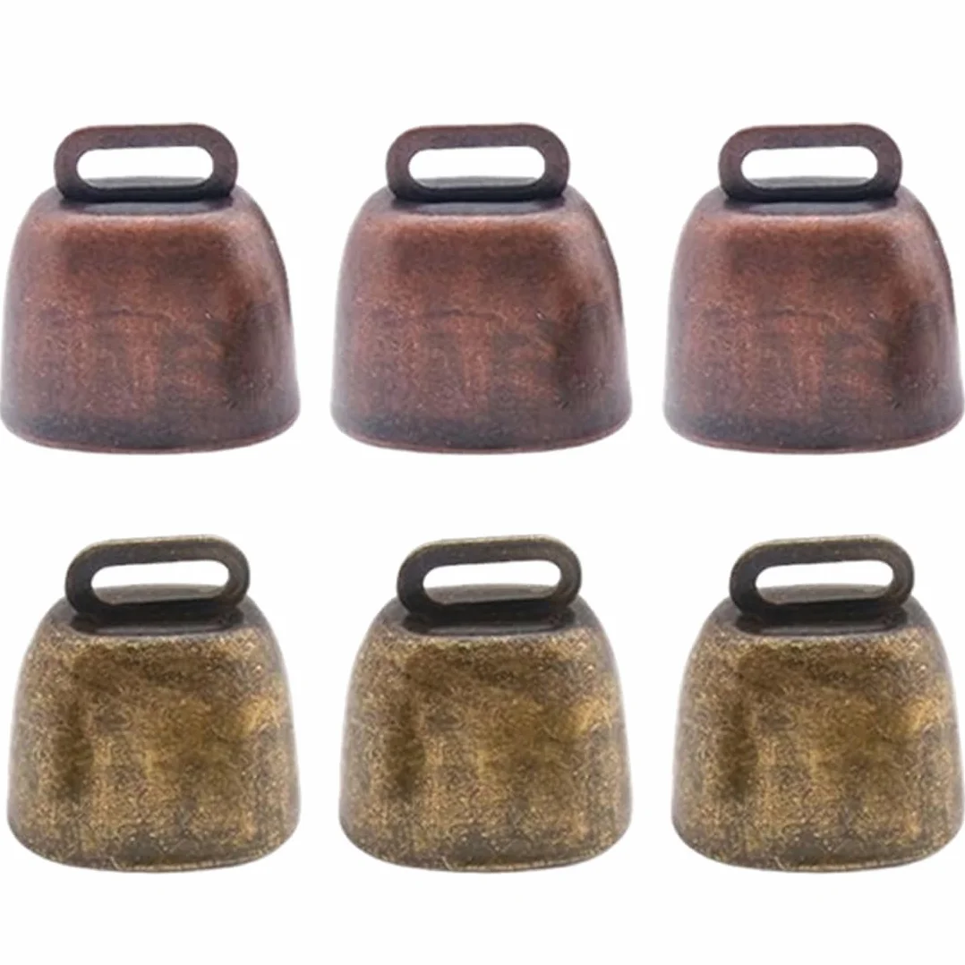 6 pezzi campane in Metallo per cani e gatti, campane anti-smarrimento, campane in ottone，campane per animali，Campanello per animali retrò(verde bronzo e rosso bronzo)