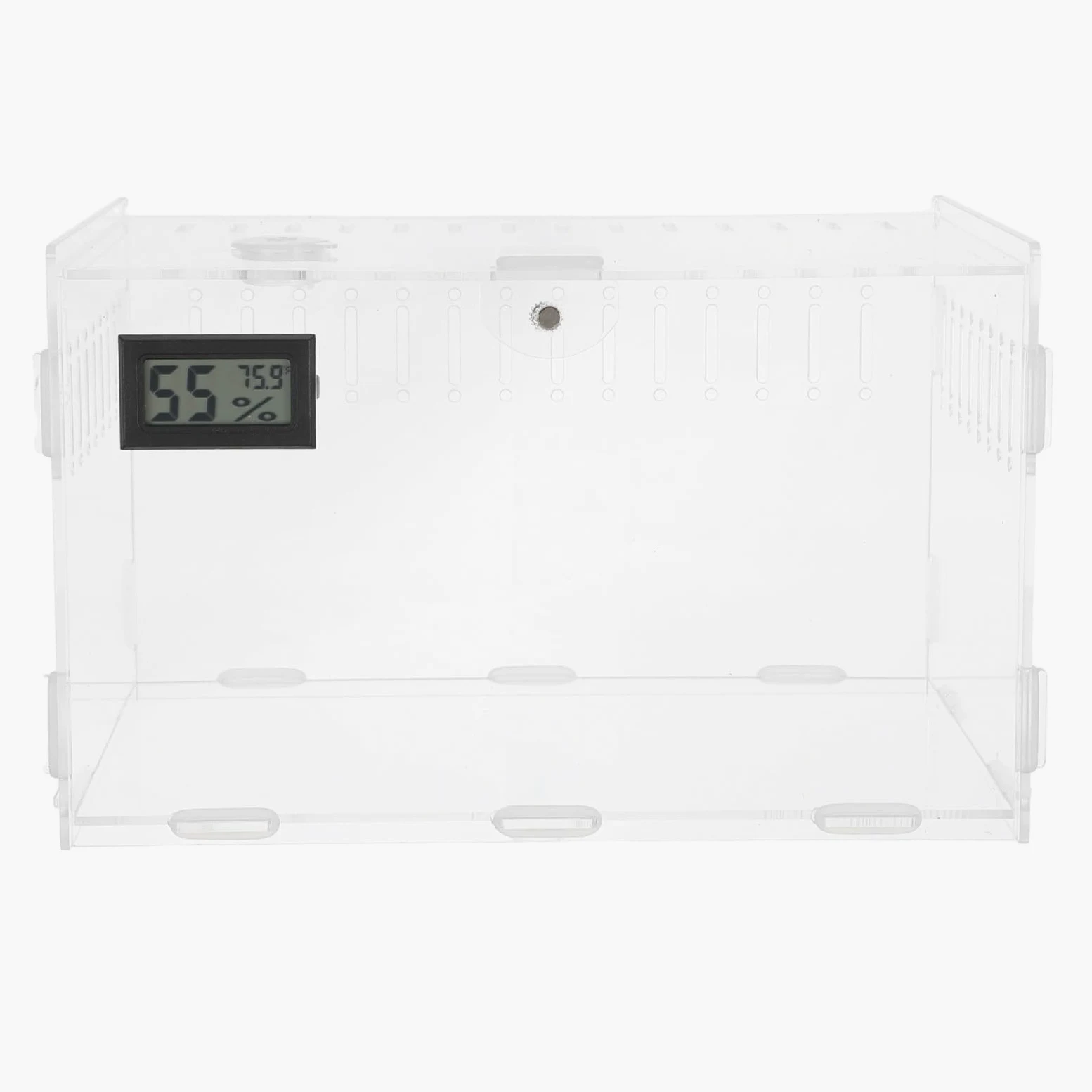 ABOOFAN Terrario Termometro Digitale per Monitoraggio per Igrometro di Acrilico 360° Trasparente con Ampia Ventilazione Rettili in Reale Allevatori Animali Domestici