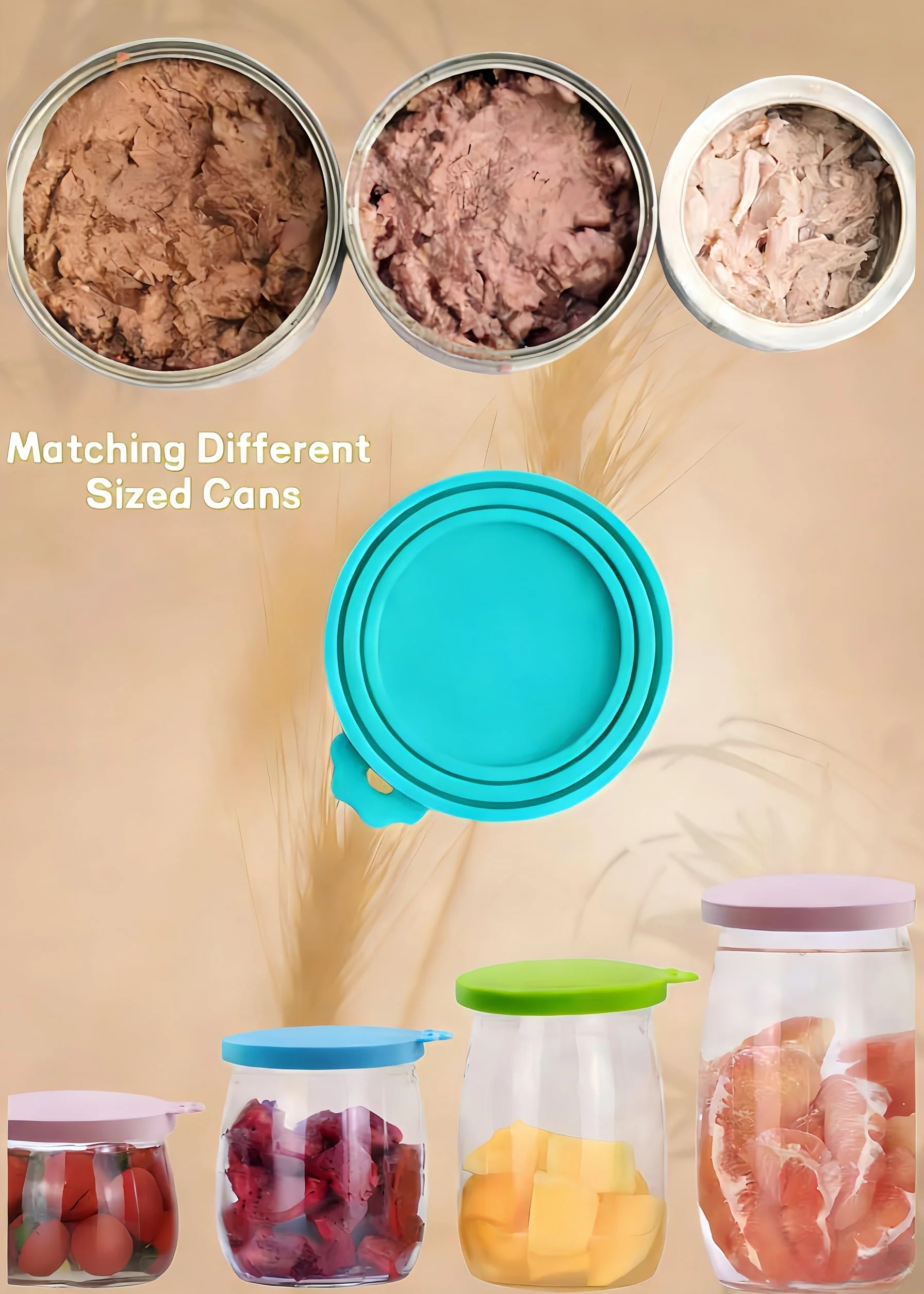 Coperchi universali in silicone per lattine alimentari, adatti per conservare cibo per cani e gatti, coperchi ermetici, in silicone per uso alimentare, adatti a 3 dimensioni standard, blu e