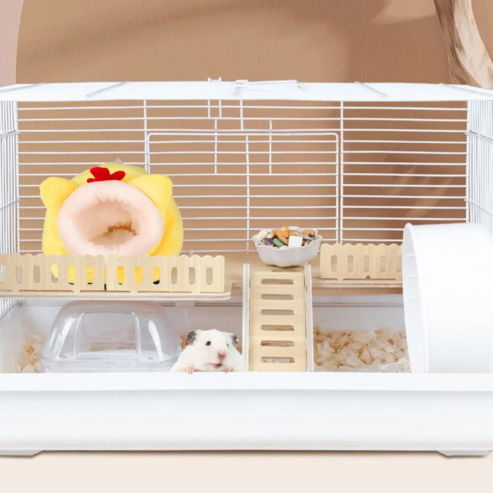 SKHAOVS 2 Pezzi Cuccia Per Criceto,Gabbia per Nidi Invernali per Piccoli Animali,Piccoli Animali Letto,Warm Nido di Cotone,Cuccia Lettino Nido per Criceti per Riccio Criceti Scoiattoli(Rosso Giallo)