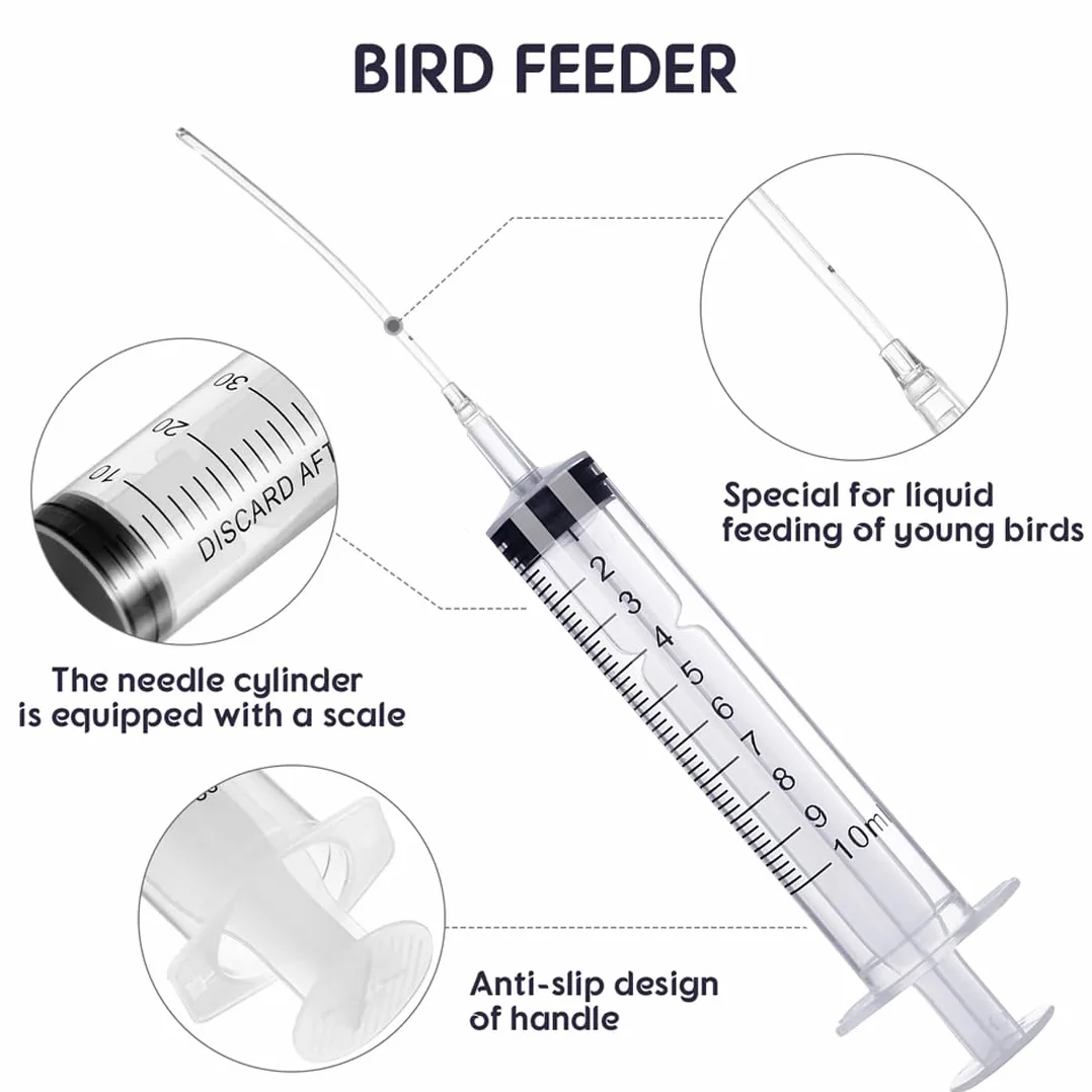 WUSJCOF 6 Pezzi Strumento per Alimentazione Manuale, Alimentatore per Pappagalli e Pulli, Tubo per Veloce, Siringhe per Uccelli Domestici Giovani,Contiene 1 tubo da iniezione da 10 ml