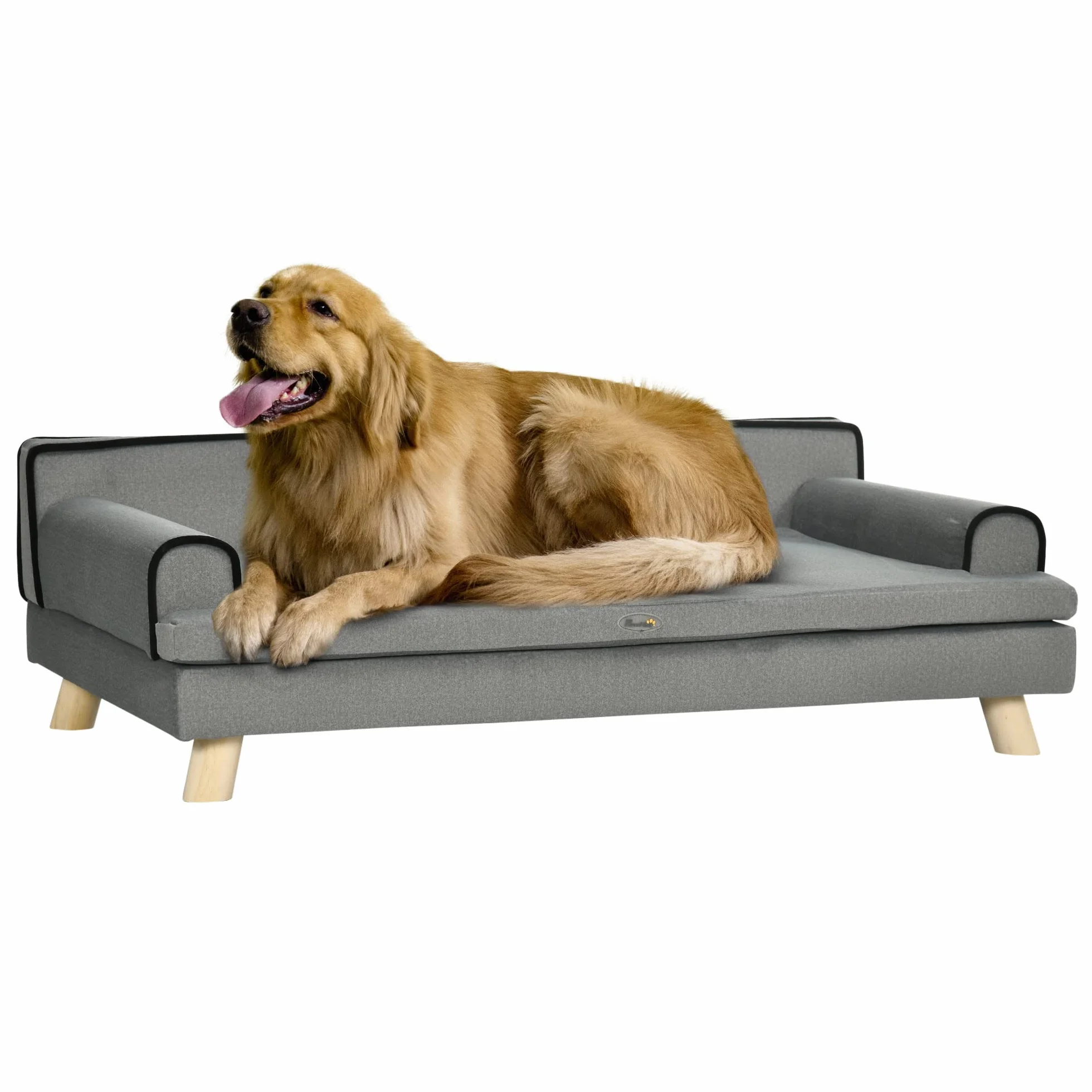 PawHut Divano per cani con gambe, tessuto impermeabile per cani di taglia grande e media, grigio