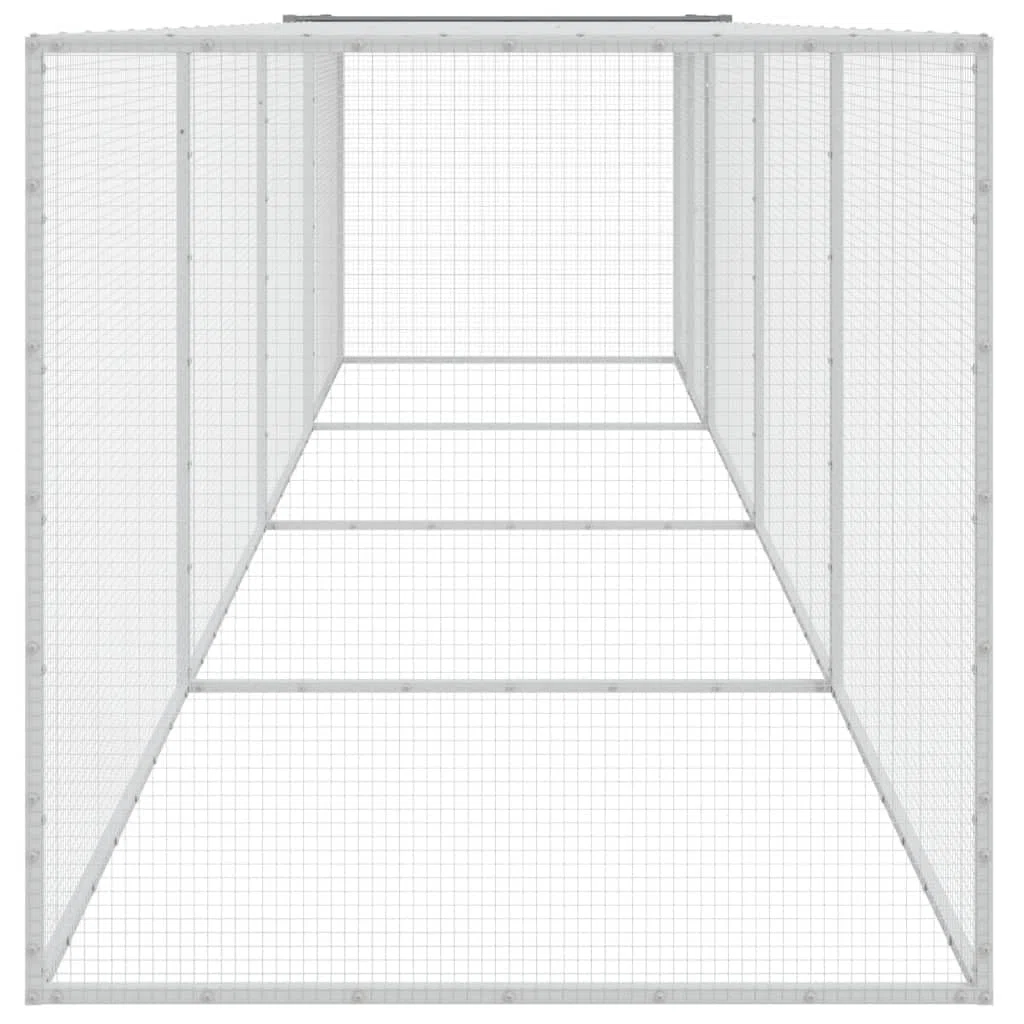 ARKEM Gabbia Polli Tetto Grigio Chiaro 403x98x90 cm Acciaio Zincato,Recinto per Cani da Giardino, Gabbia per Conigli, Recinto per Animali Domestici, Gatti, Cuccioli, Porte con Chiavistello e Parasole,
