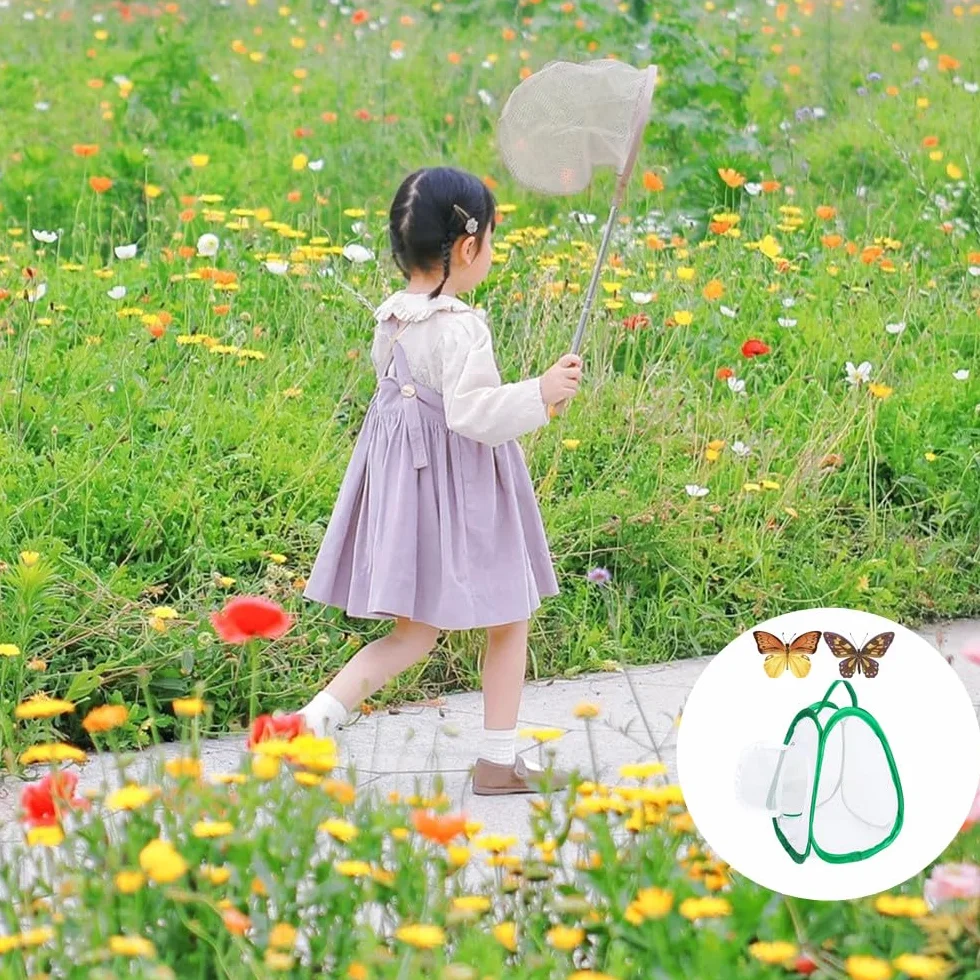 Farfalle Habitat - Gabbia a rete per bambini, 2 pezzi di insetto e farfalla
