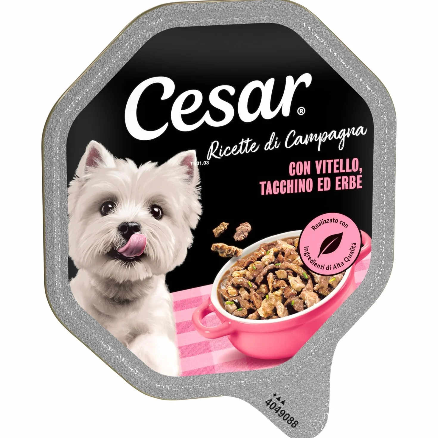 Cesar Ricette di Campagna Cibo per Cane con Tenero Vitello e Tacchino 150 g 14 Vaschette