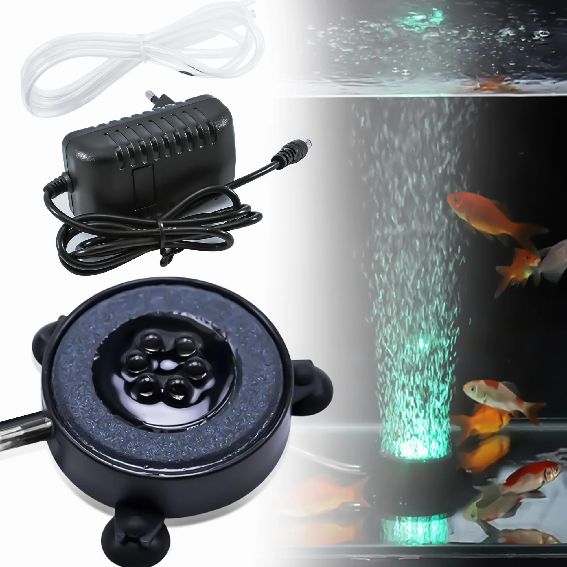 Pietra Aerea per Acquario con LED, Luce per Bolle per Acquario, LED Luce Colorata per Acquario, Luce per Acquario con Foro per Bolle d'Aria per Decorazione Acquario