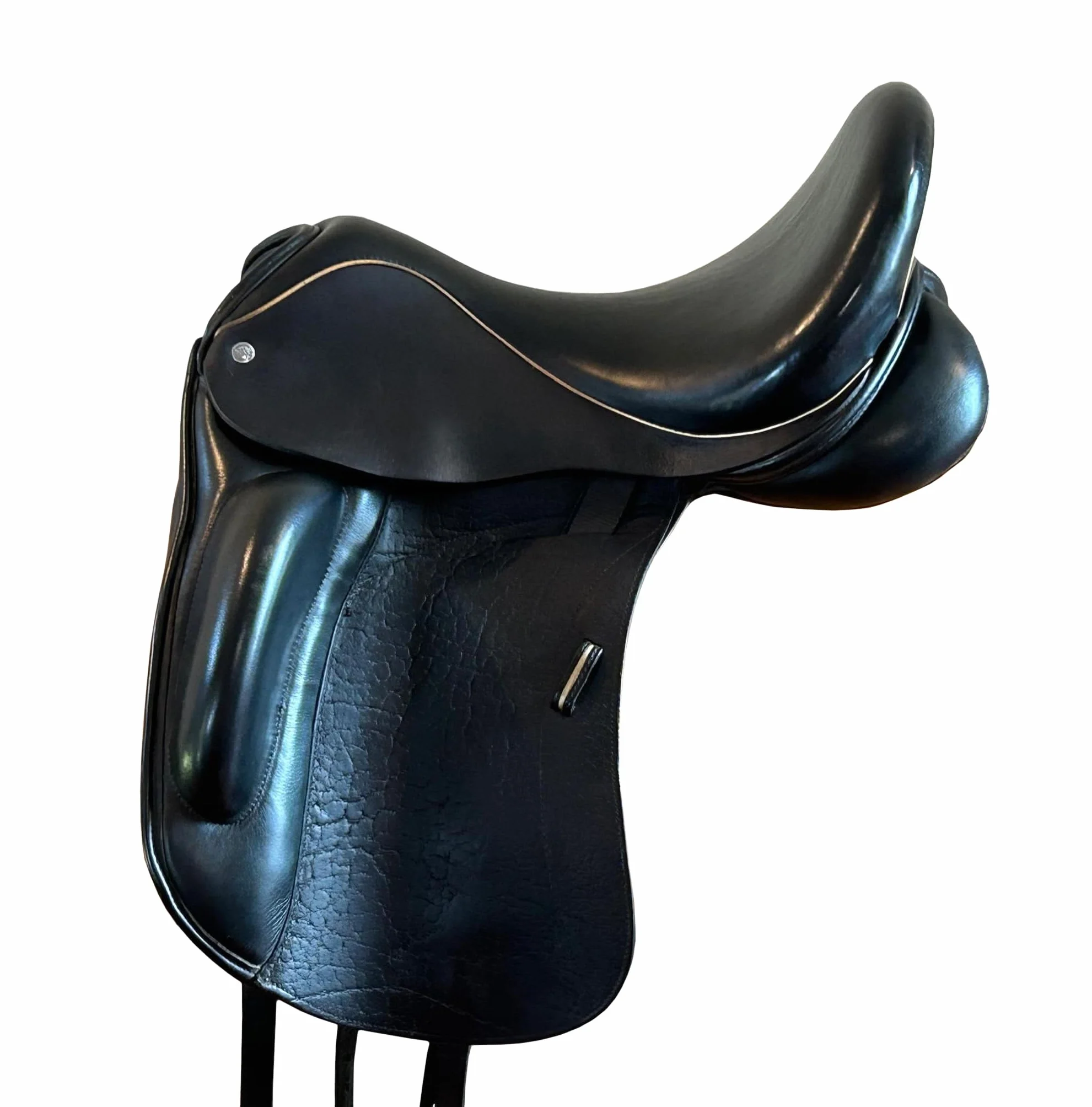 Softie ST-037 - Sottosella in pelle di mucca per dressage inglese, con staffe da 30,5 cm a 48,3 cm, colore: nero