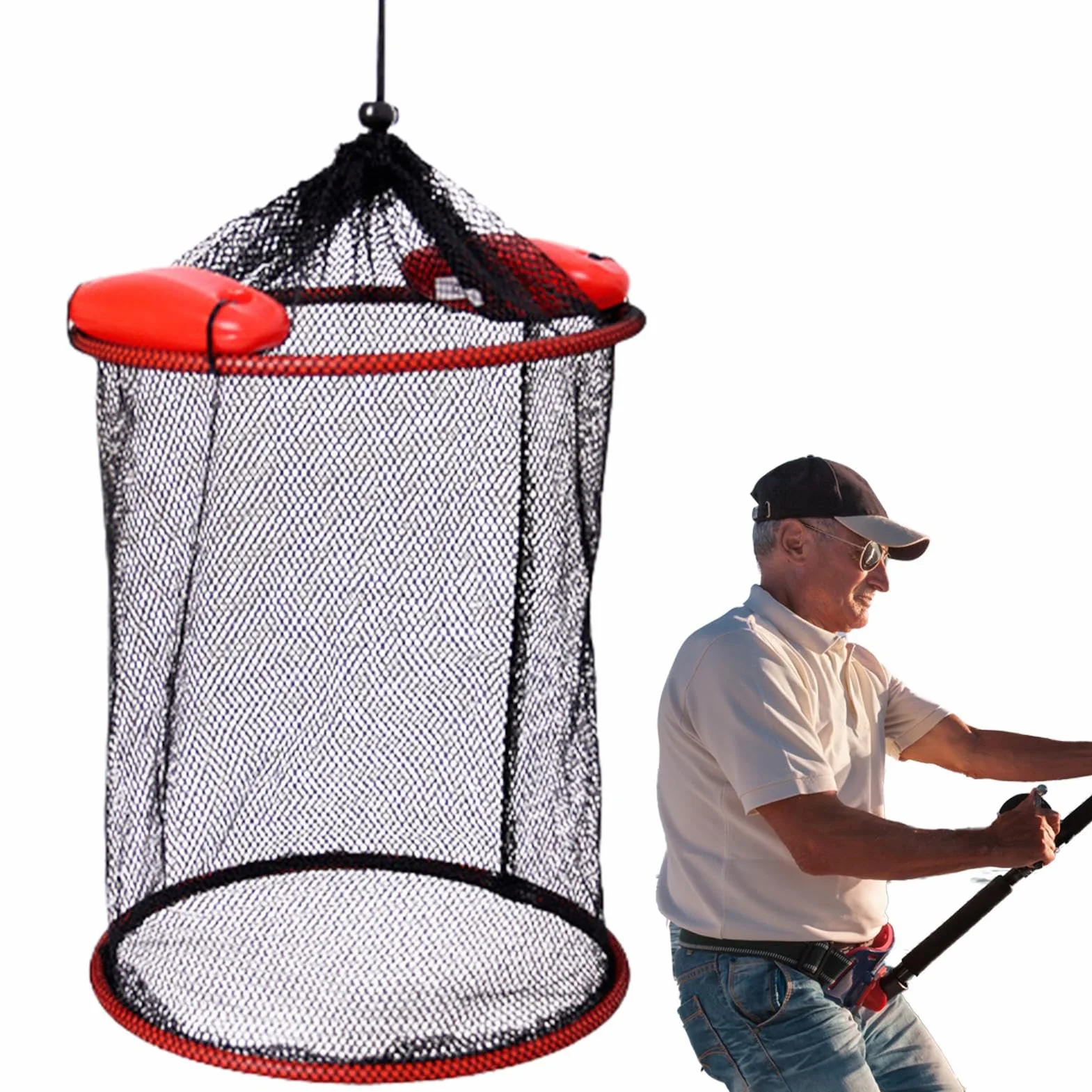 Cestino per il pesce, Cestino per la - Rete portaoggetti per pesci ed esche | Cestino pieghevole Rete da galleggiante ad asciugatura rapida per mantenere i pesci