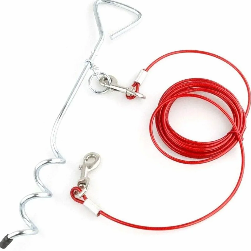 Vetrineinrete® Picchetto a Spirale con Cavo guinzaglio palo con Corda per Cani 4 mt da Giardino M63