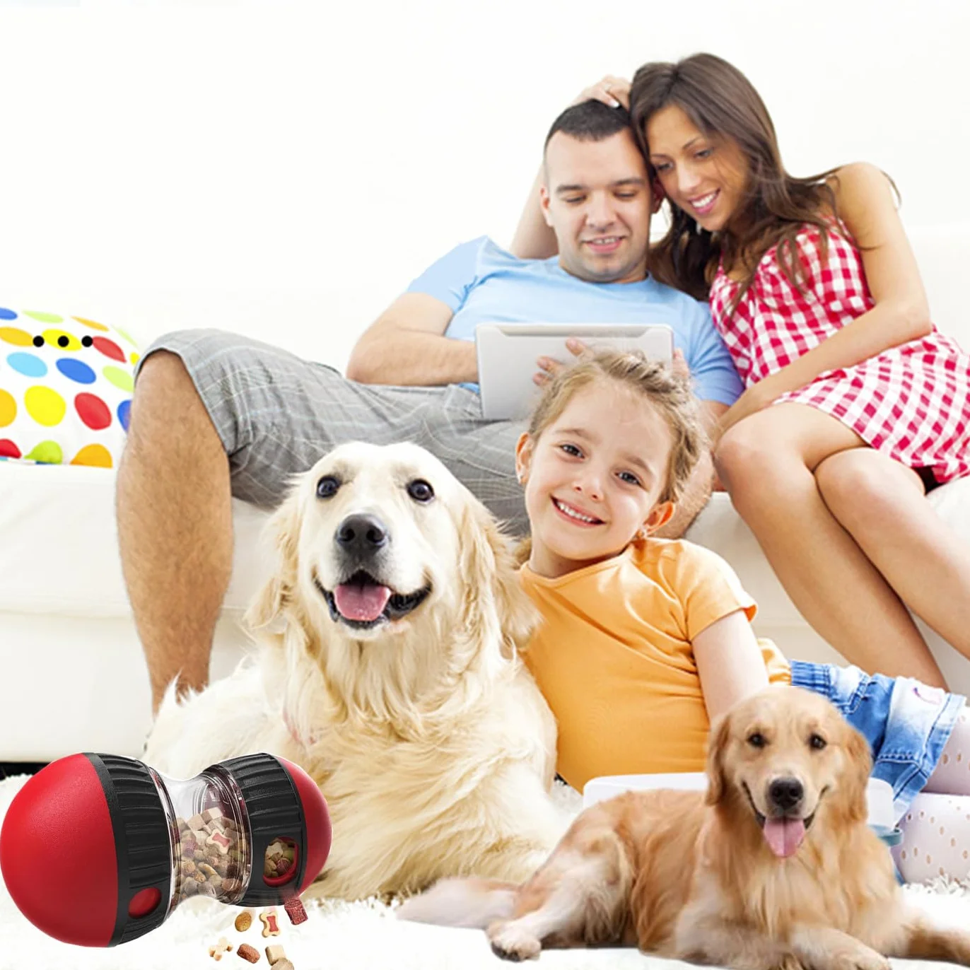 Giocattolo Intelligente per Cani, Dispositivo di Alimentazione Lenta, Giocattolo Interattivo per Cani, Dispenser di Cibo per Puzzle per Cani Piccoli, Medi e Grandi (Rosso)