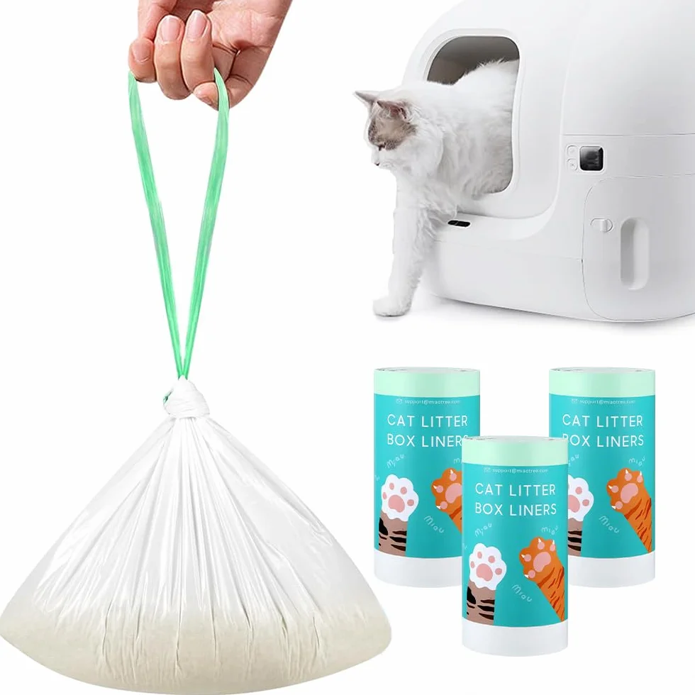 60 sacchetti per lettiera per gatti Pura MAX Pura X, accessori di ricambio, sacchetti per lettiera per gatti con cordini, resistenti ai graffi, per lettiera elettrica autopulente