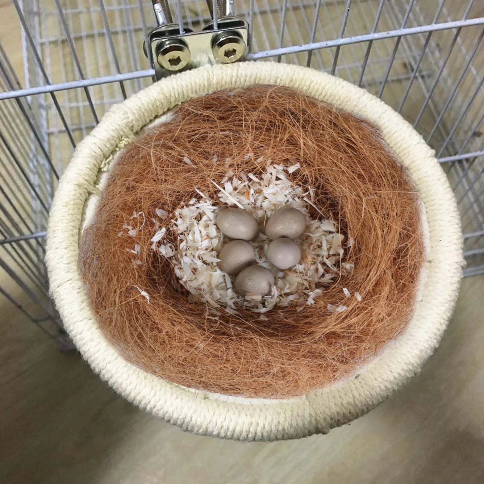 Nido d'uccello di Pappagallo,Nidi di Uccelli,Nido Uccello Fatto a Mano,Dotato di Seta di Cocco per Uccelli, Nido di Pappagallo in Paglia Traspirante in Estate, Nido di Riproduzione per Uccelli