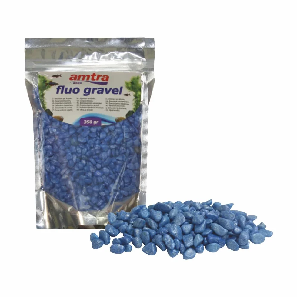 Amtra Fluo Gravel - Decorativo per acquario, ghiaia ceramizzata per fondale, per Acquario di acqua dolce e salata, privo di polveri, Blu, 350 G
