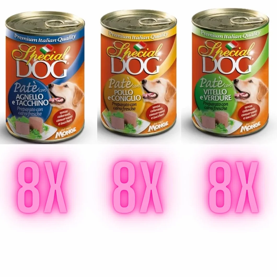 MONGE SPECIAL DOG PATÉ DA 400 GR. CANE ADULTO - CIBO PER CANI - (Gusto, 8X)