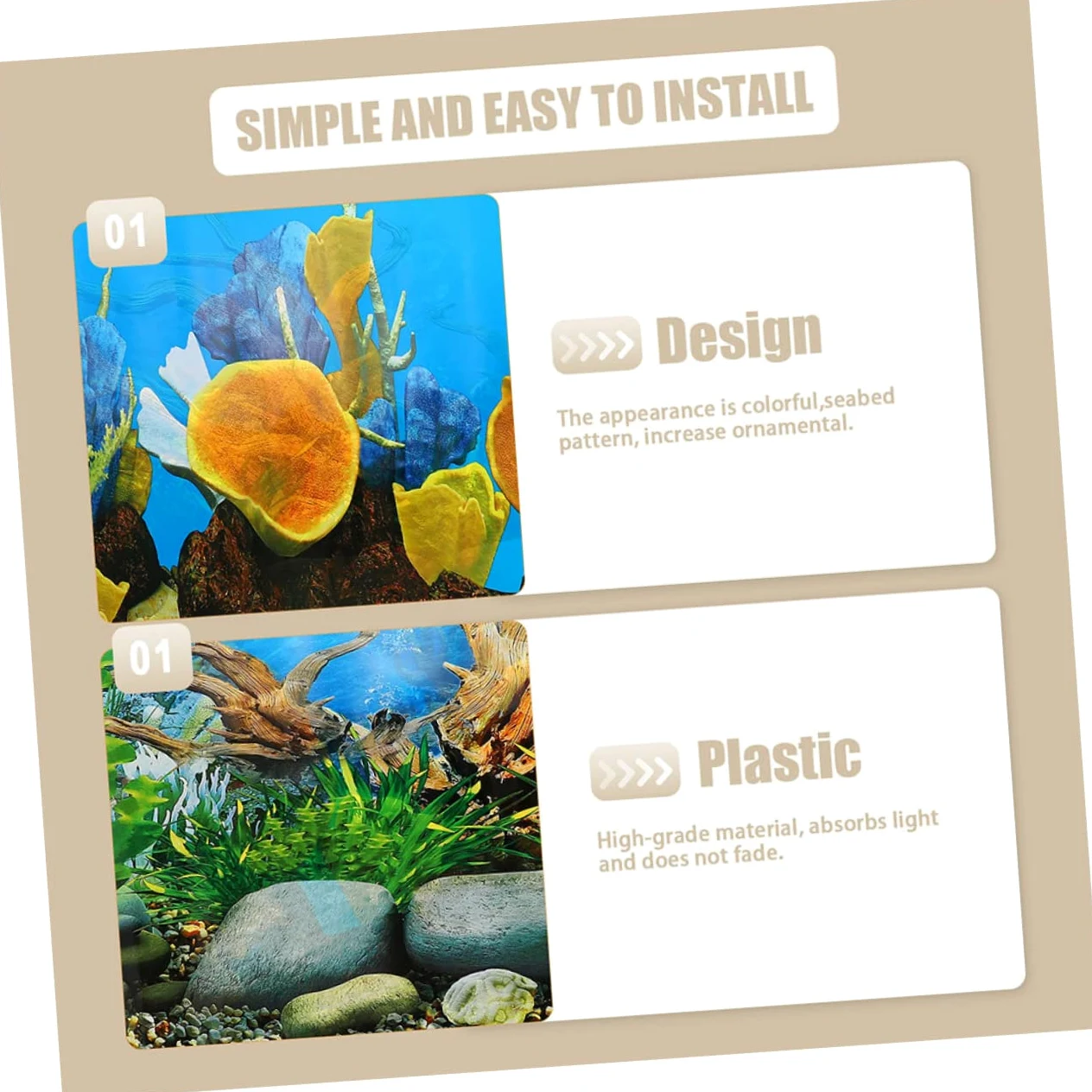 UPKOCH 4 Pezzi Sfondo del Serbatoio del Pesce Acquario sotto Lo Sfondo dell'Oceano sfondi pianta Decorazione del Fondo del carro Armato di Pesci Decalcomania di Sfondo Acquario Vinile