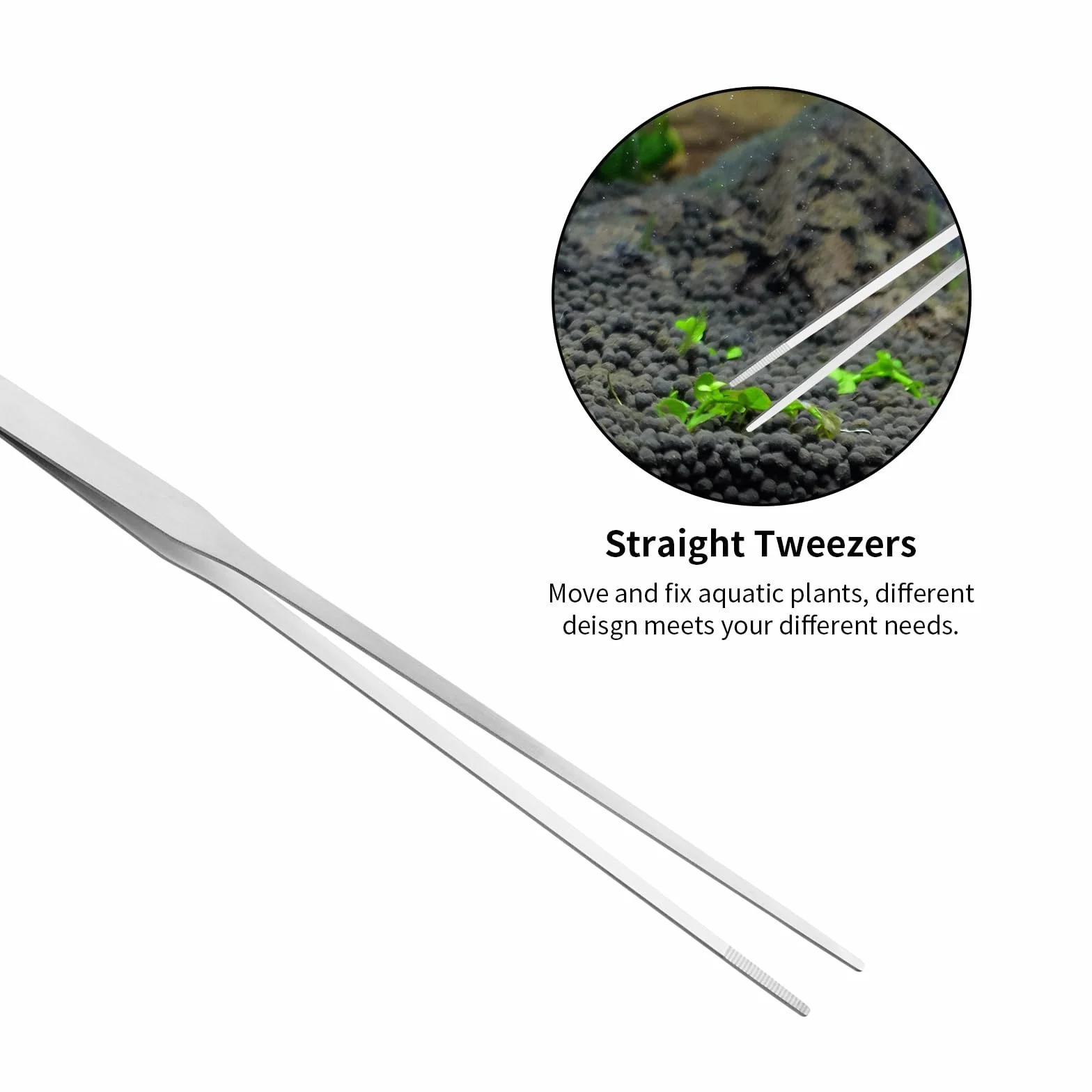 Ohtomber Aquascape Tools - Kit di 4 attrezzi per terrario, include pinzette lunghe per terrario, pinze per alimentazione, forbici per acquario, raschietto per alghe per la pulizia dell'acquario