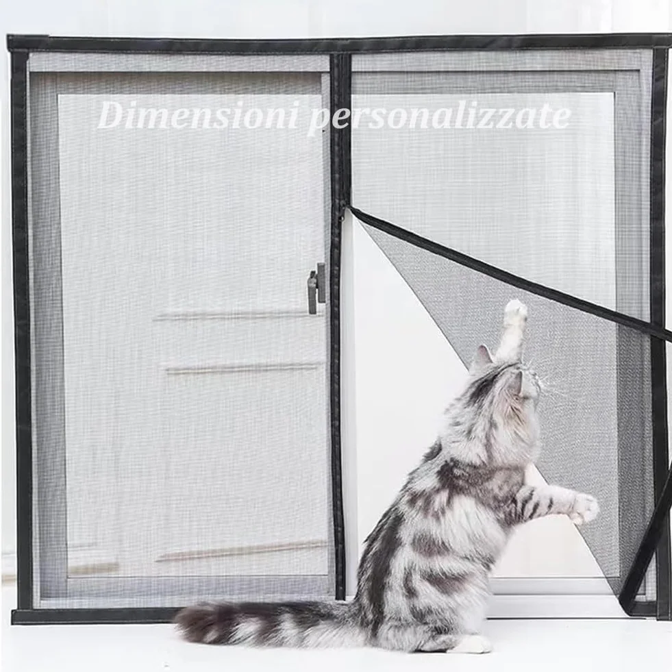 Yuly Zanzariera per finestre per Gatti su Misura, Rete di Protezione per Gatti, reti di Sicurezza per Gatti, zanzariera Anti-zanzare con Cerniera, Aria Fresca, autoadesiva