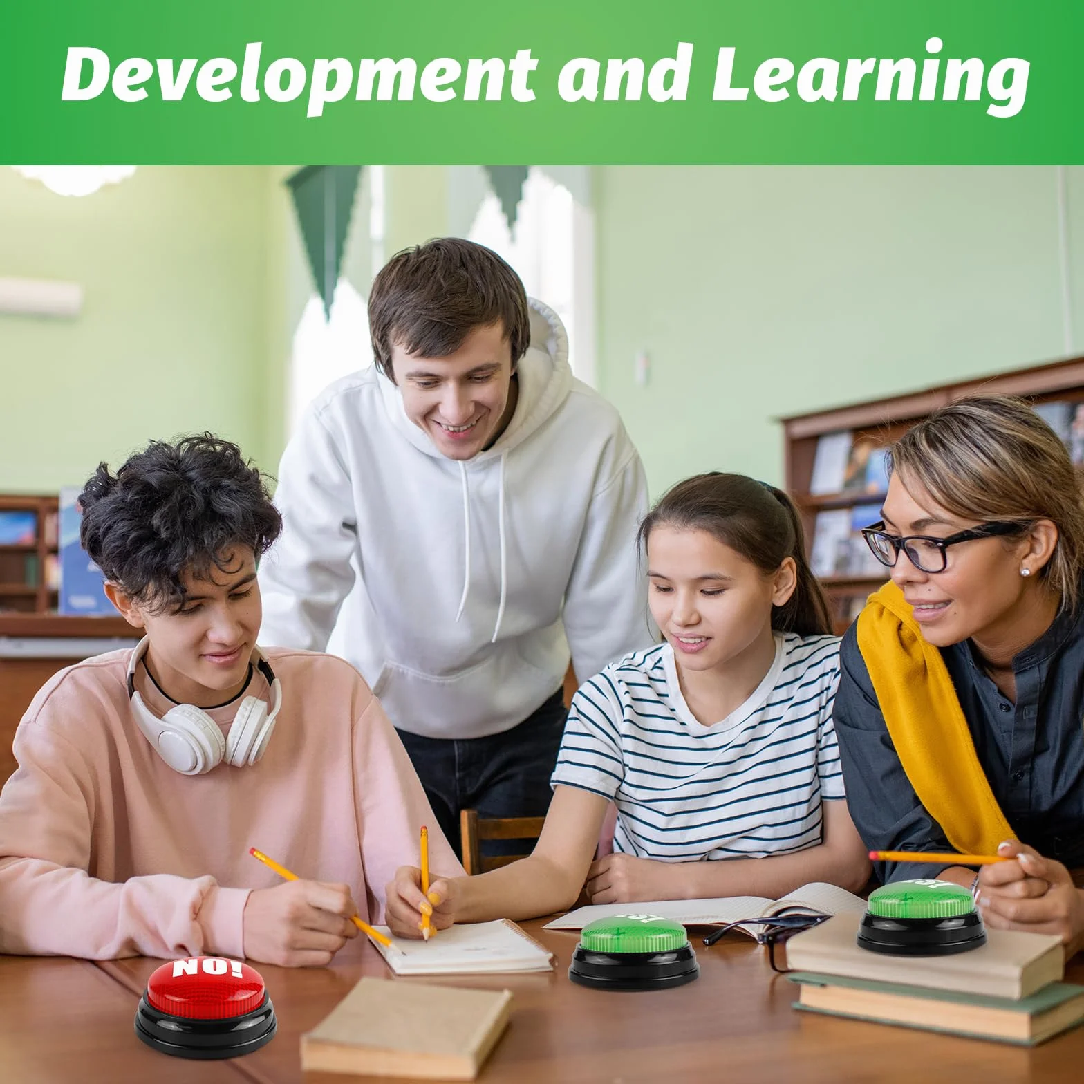 Bean Lieve Pulsante Sì No con Luce, Pulsanti Sì No cicalino, Pulsante Audio parlante per Giochi di società in Famiglia, riunioni di Amici, insegnamento in Classe e addestramento di Animali Domestici