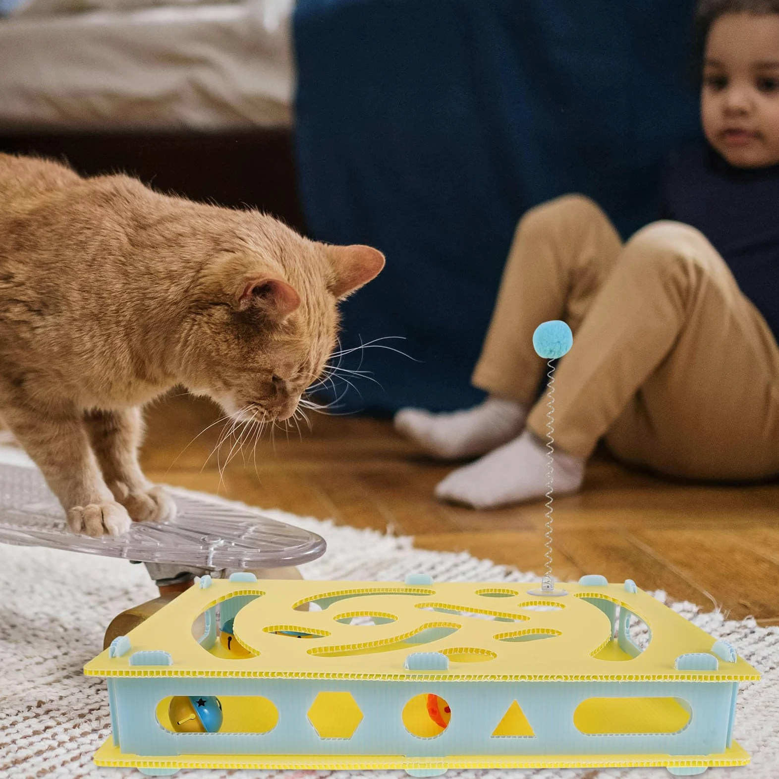 BESTonZON Gioco Interattivo per Gatti Labirinto Distributore di Cibo e Dolcetti Puzzle Giocattoli di Arricchimento per Alimentazione Lenta Supporto per attività Fisiche e Stimolazione Mental
