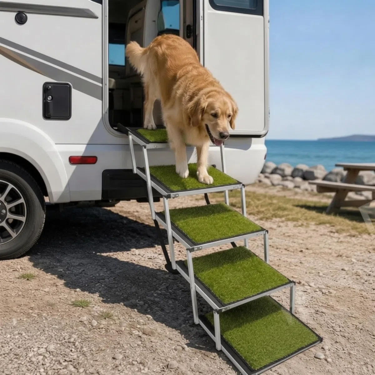 rockible Rampa Pieghevole Scivolo Antiscivolo per Cani Anziani, Auto, Bagagliaio,