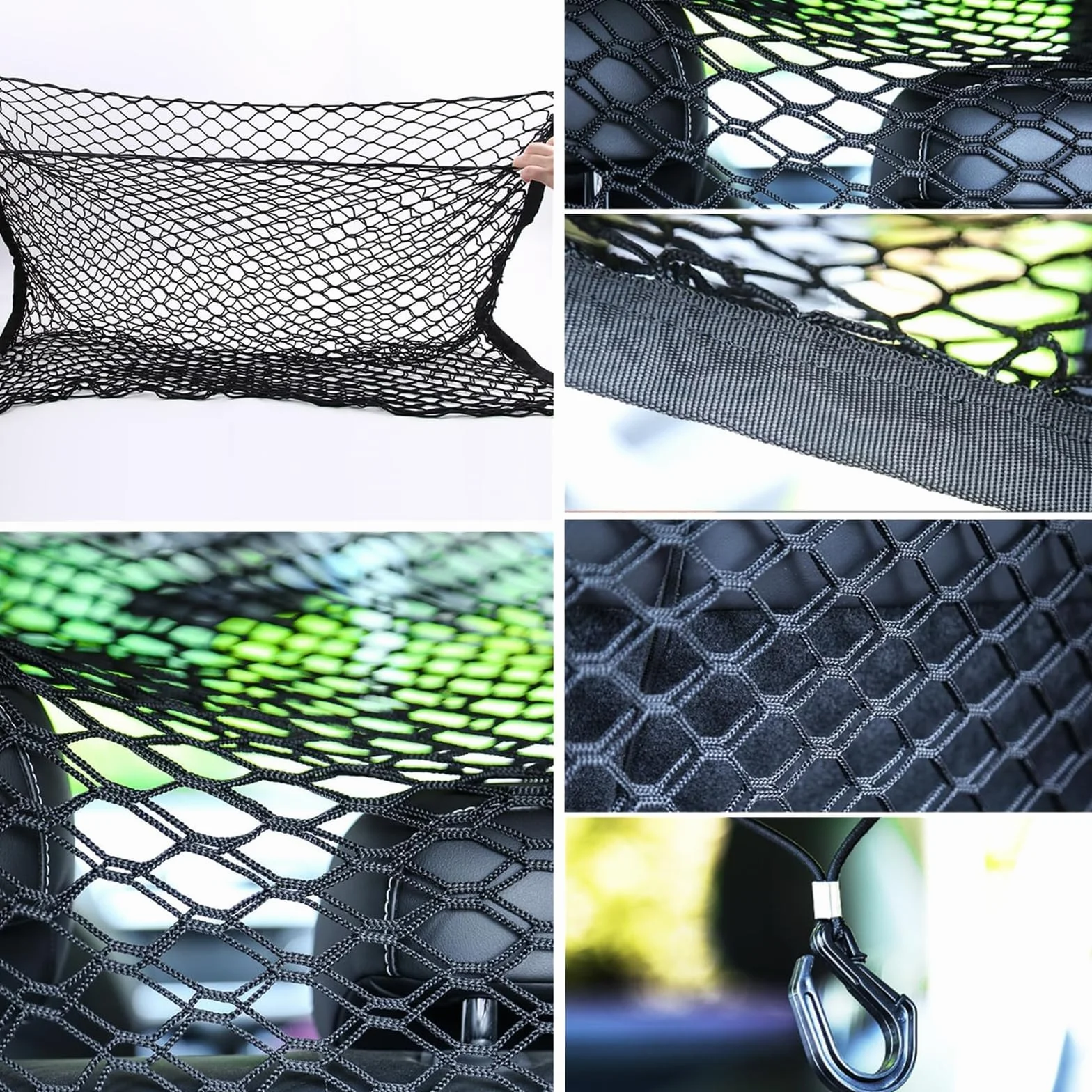 Rete divisoria Auto Cani,per Fiat 600 Hybrid 2024 2025+ barriera Sicurezza Bagagliaio Auto Animali Rete Elastica Doppio Strato Ganci Regolabile