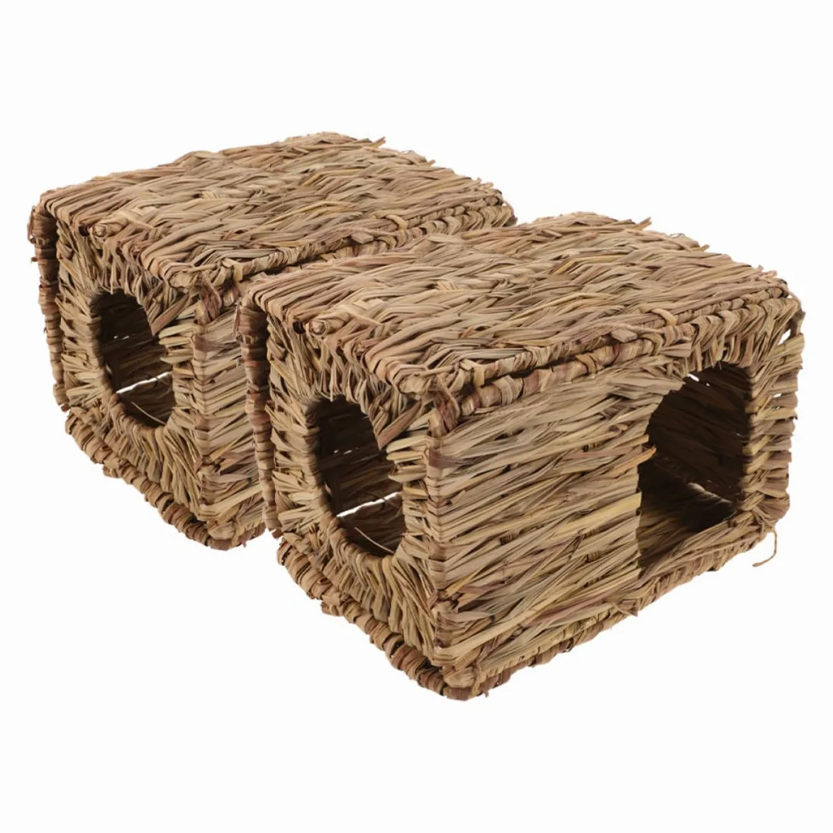 Casa per Conigli Rifugio in Intrecciata 2 Pezzi Pieghevole Resistente e Portatile per Piccoli Animali da Interno ed Esterno