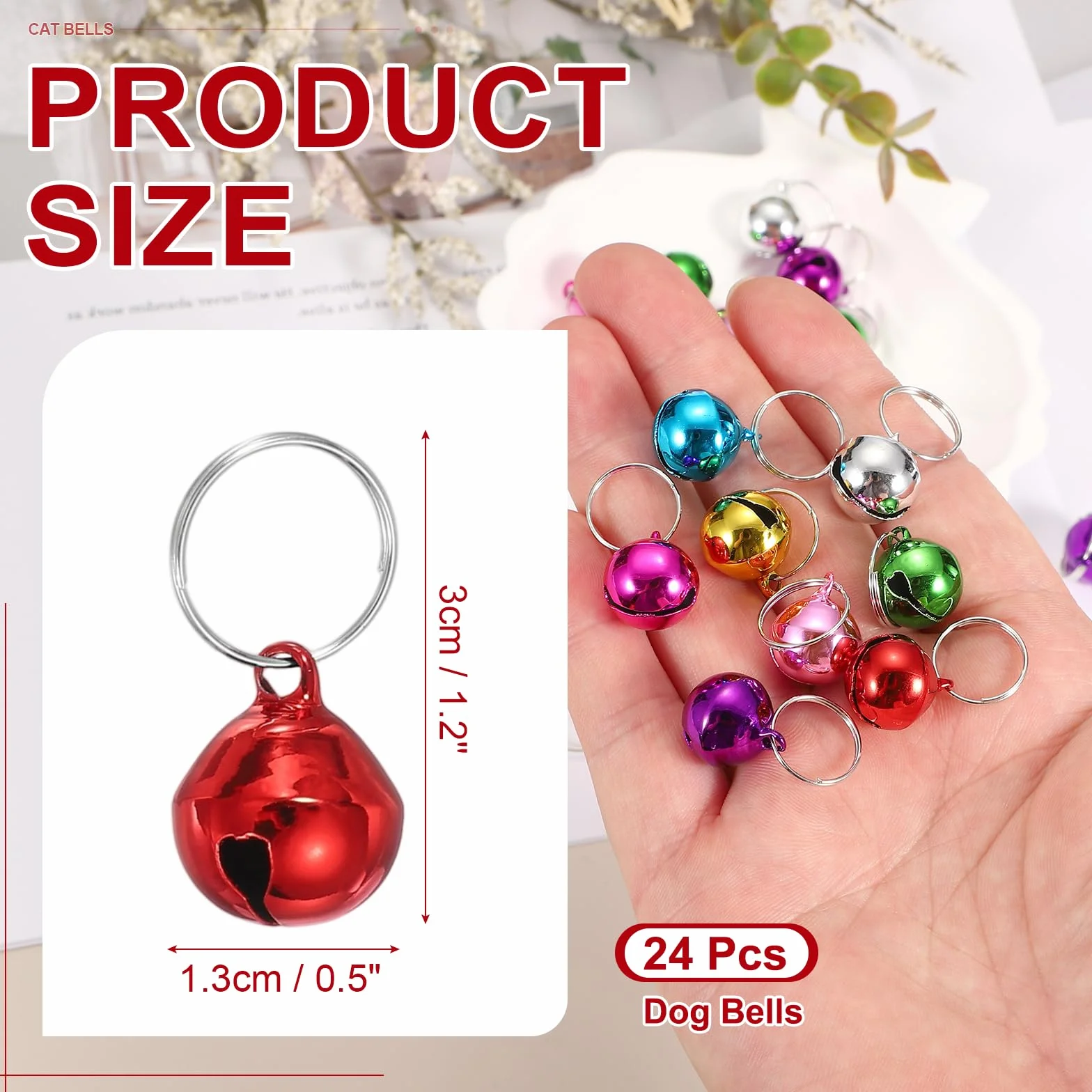 PATIKIL 24 Campanellini Per Cani Mini Campanelli Per Gatti Campanellini Per Collari Di Animali Domestici Portachiavi Carini Confezione Di Metallo Sonagli Forti Per Albero Di Natale Rosso