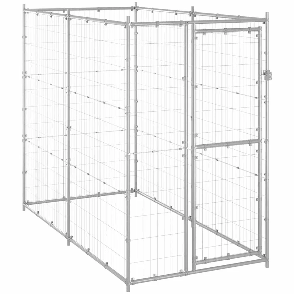 vidaXL Gabbia per Cani da Esterno in Acciaio Zincato 110x220x180 cm