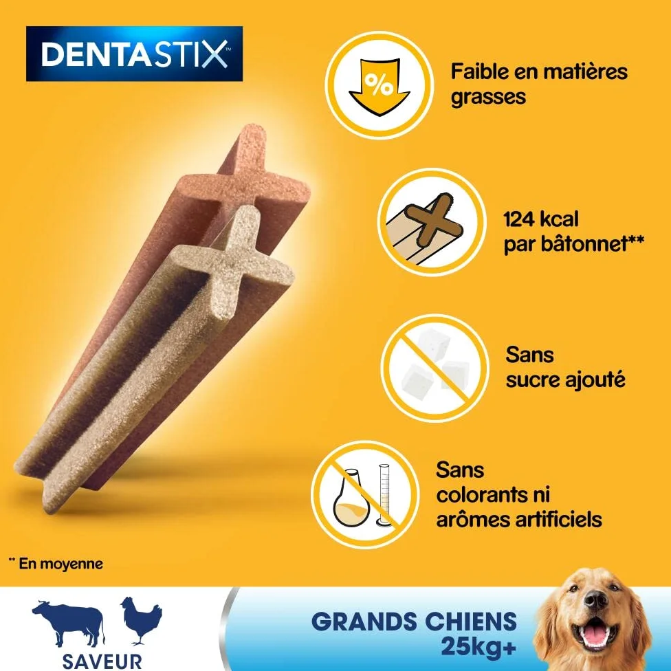 Pedigree DentaStix Daily Oral Care - Bastoncini da masticare per cani di grandi dimensioni - per una buona igiene orale - 10 confezioni da 7 bastoncini