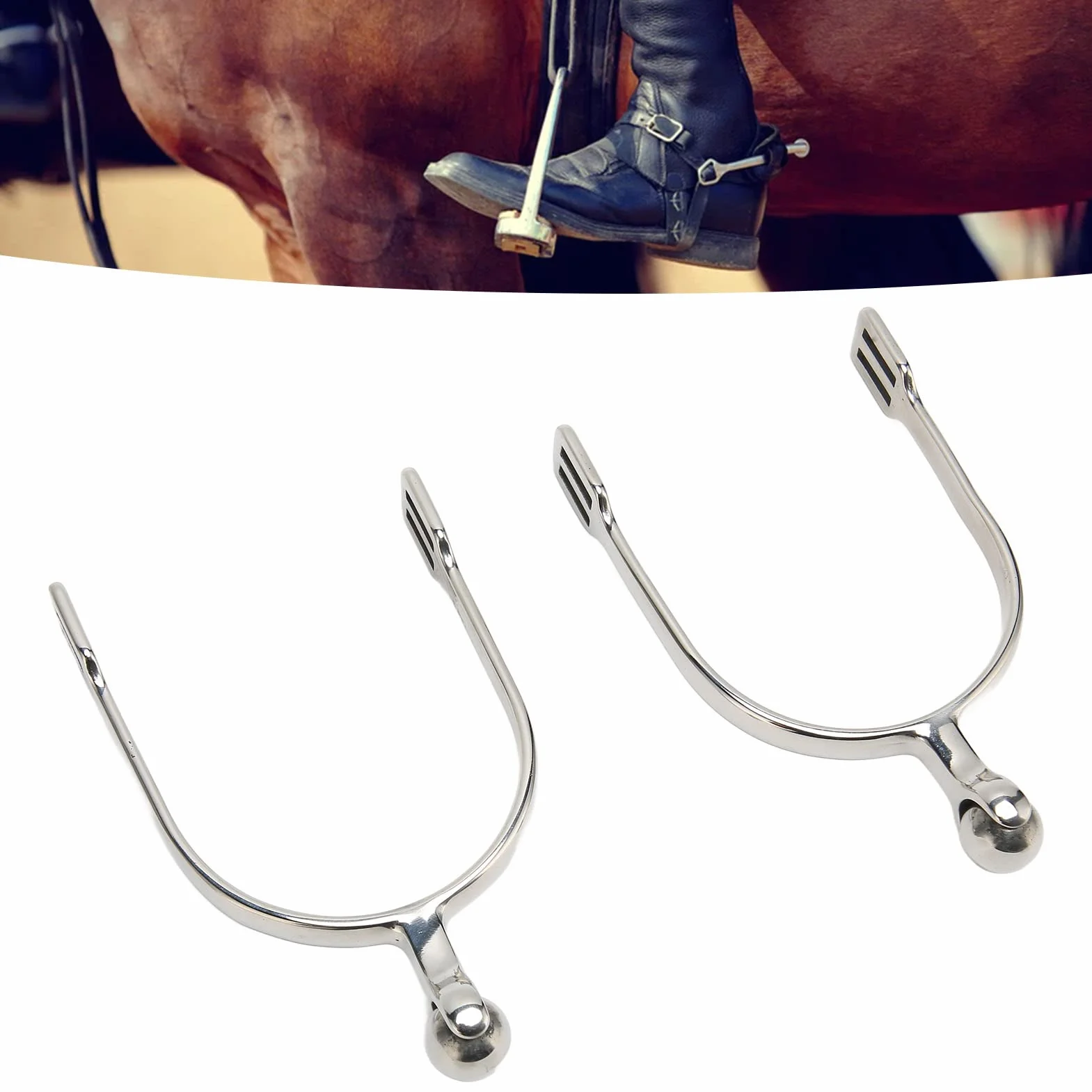 Fockety Speroni Inglesi, Speroni per Cavalli in Acciaio Inossidabile con Rotella, Speroni per Stivali da Cavallo Speroni per Stivali da Donna per l'addestramento dei Cavalli, Competizione