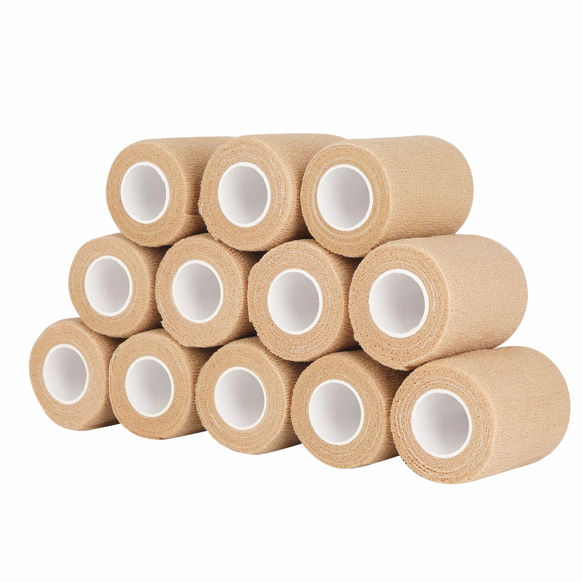 Garza Autoadesiva 12 Rotoli 7,5 cm x 4,5 m Beige Benda Coesiva Elastica per Sport Animali