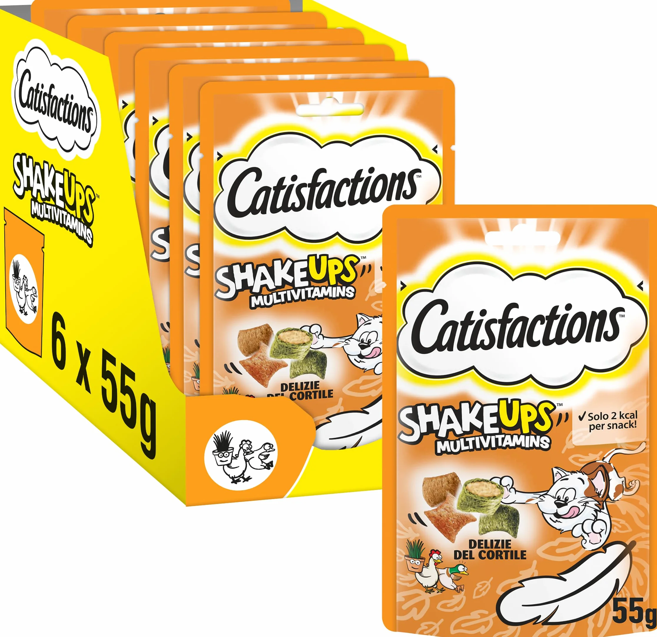 Catisfactions Snack per Gatto Shake Ups Multivitamins Delizie del Cortile 6x55g